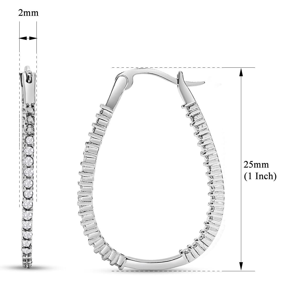 Diamond Hoop Earrings for Women - Sterling Silver Large Hoops with Genuine Diamonds | Perfect for Parties, Weddings & Everyday Elegance