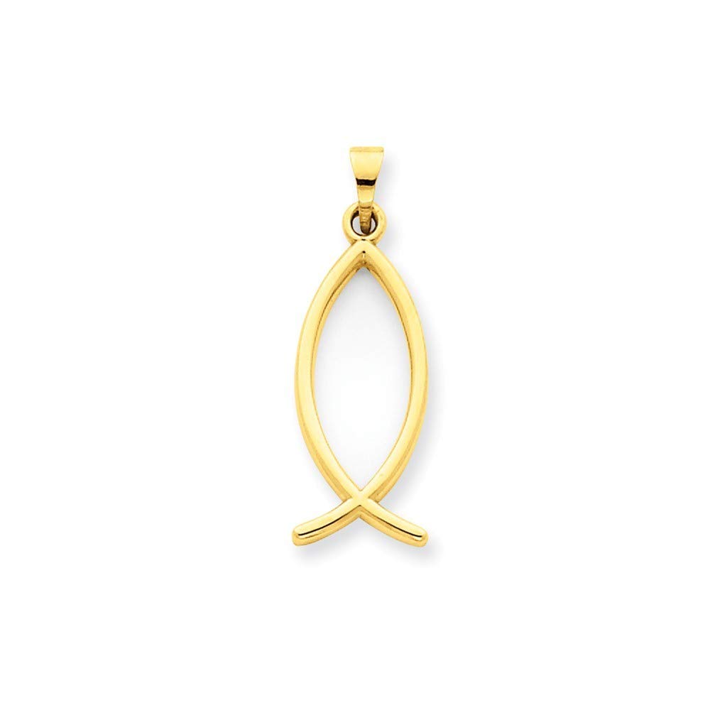 Roy Rose Jewelry 14K Yellow Gold Ichthus Fish Charm Pendant - Christian Religious Necklace for Women, Baptism Gift, Faith Jewelry | Perfect for Church, Weddings & Everyday Wear