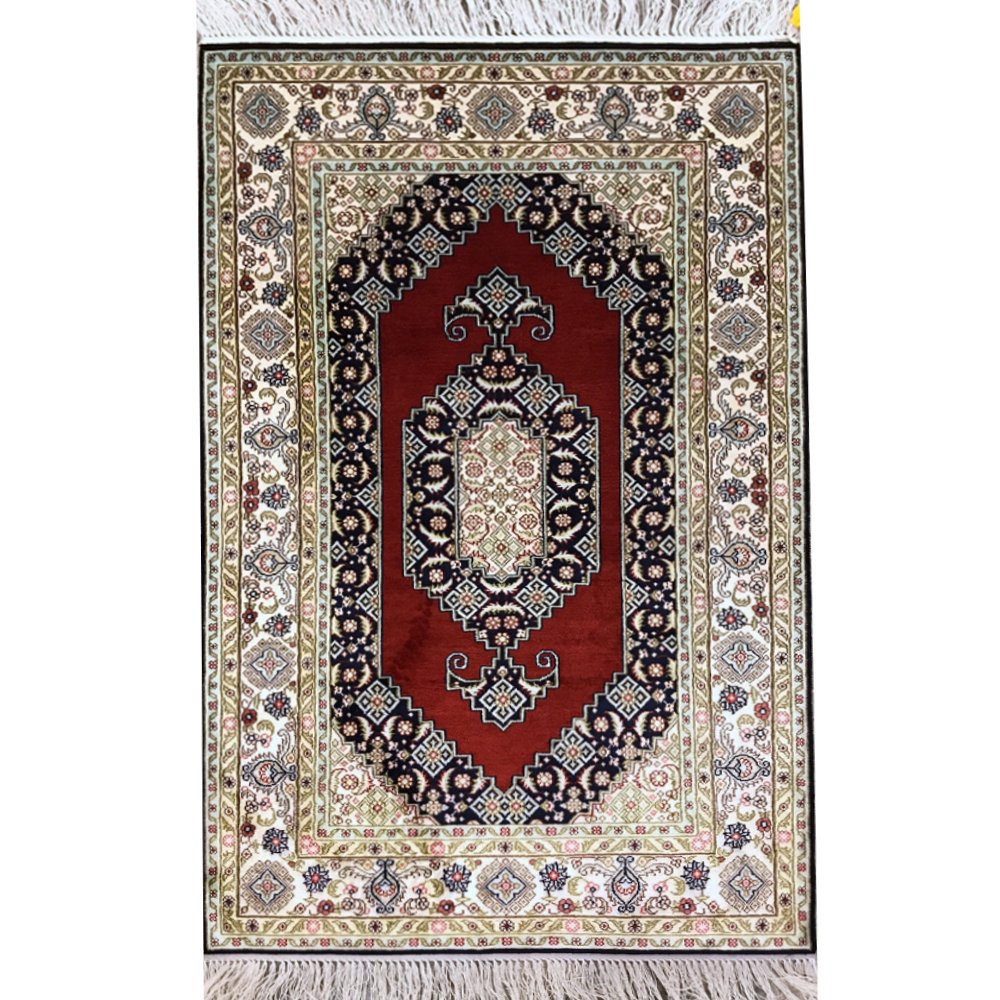 Premium 2.5'x4' Red Persian Silk Carpet - Hand Knotted Oriental Rug for Living Room, Bedroom & Dining Area - Yilong Luxury Home Decor