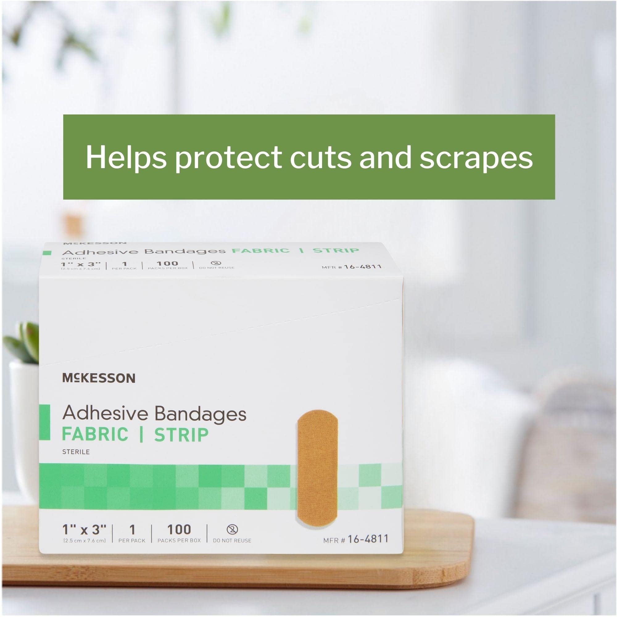 McKesson Performance Adhesive Fabric Bandage Strips, 100 Count (Pack of 3) - First Aid for Cuts, Scrapes & Wounds - Ideal for Home, Office & Travel First Aid Kits