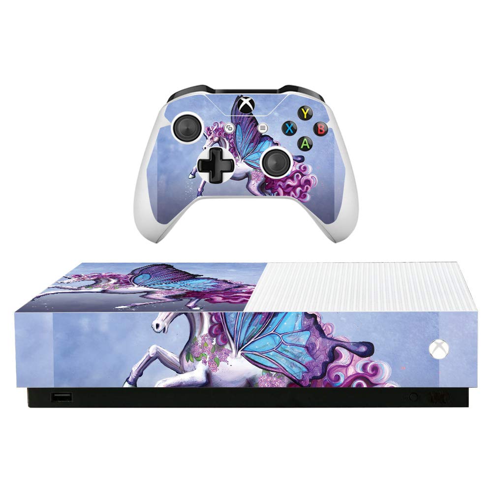 MightySkins Protective Vinyl Skin Wrap for Microsoft Xbox One S All-Digital Edition - Lilac Unicorn Design | Durable, Customizable Decal Cover | Easy to Apply & Remove | Made in USA | Perfect for Gaming Setups, Bedroom Decor & Personalized Console Protection