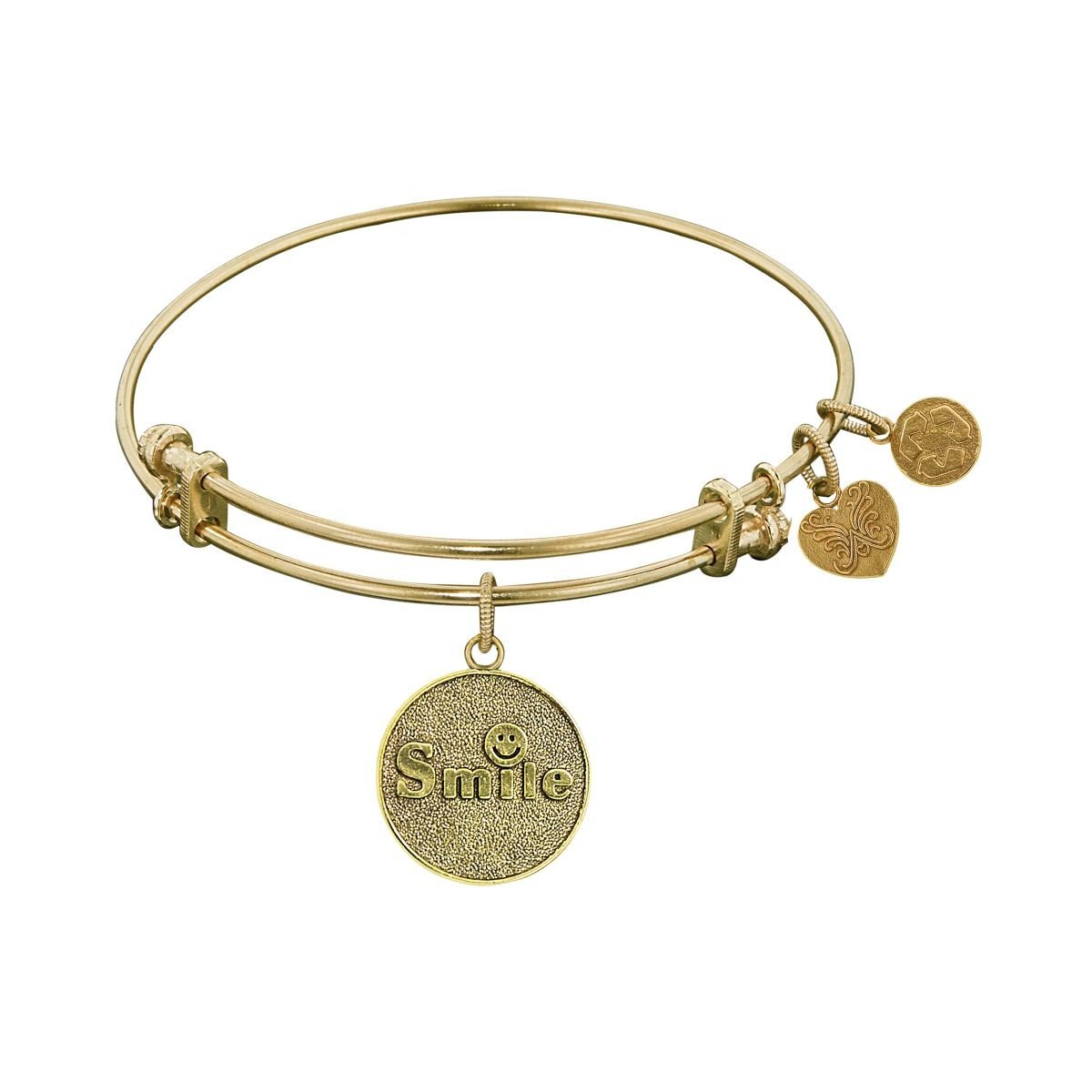 Angelica Collection Yellow Brass Smile Bangle Bracelet - Handmade Jewelry for Women, Boho Chic Accessories for Everyday Wear & Special Occasions