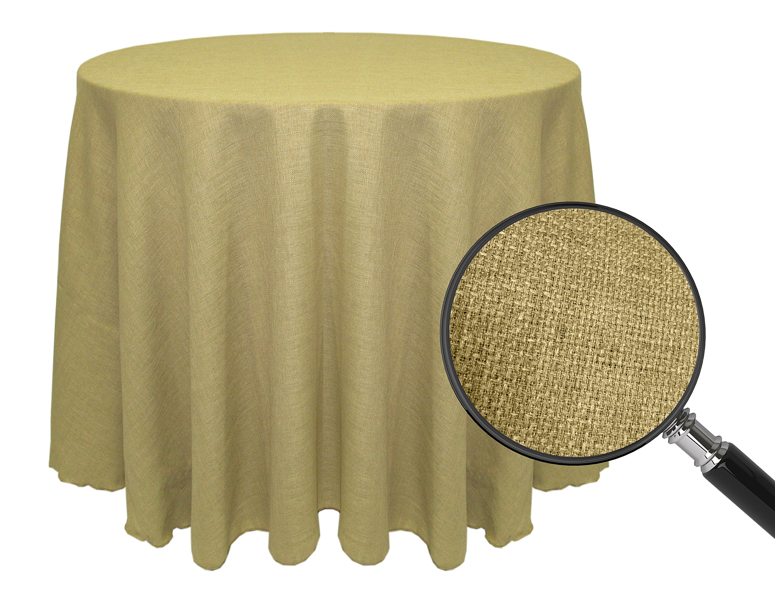 2-Pack Havana 108-Inch Round Faux Burlap Tablecloth - Natural Basket Weave Textile for Rustic Weddings, Farmhouse Dining & Outdoor Events