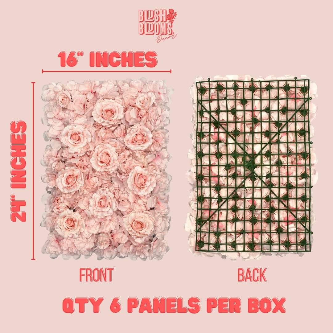 6 Pack Flower Panels for Wall Decor - 24x16 Inch Artificial Flower Backdrop for Weddings, Bridal Showers, Baby Showers & Events - Gradient Pink Floral Wall Panels | Perfect for Photo Booths, Party Backgrounds & Home Decor