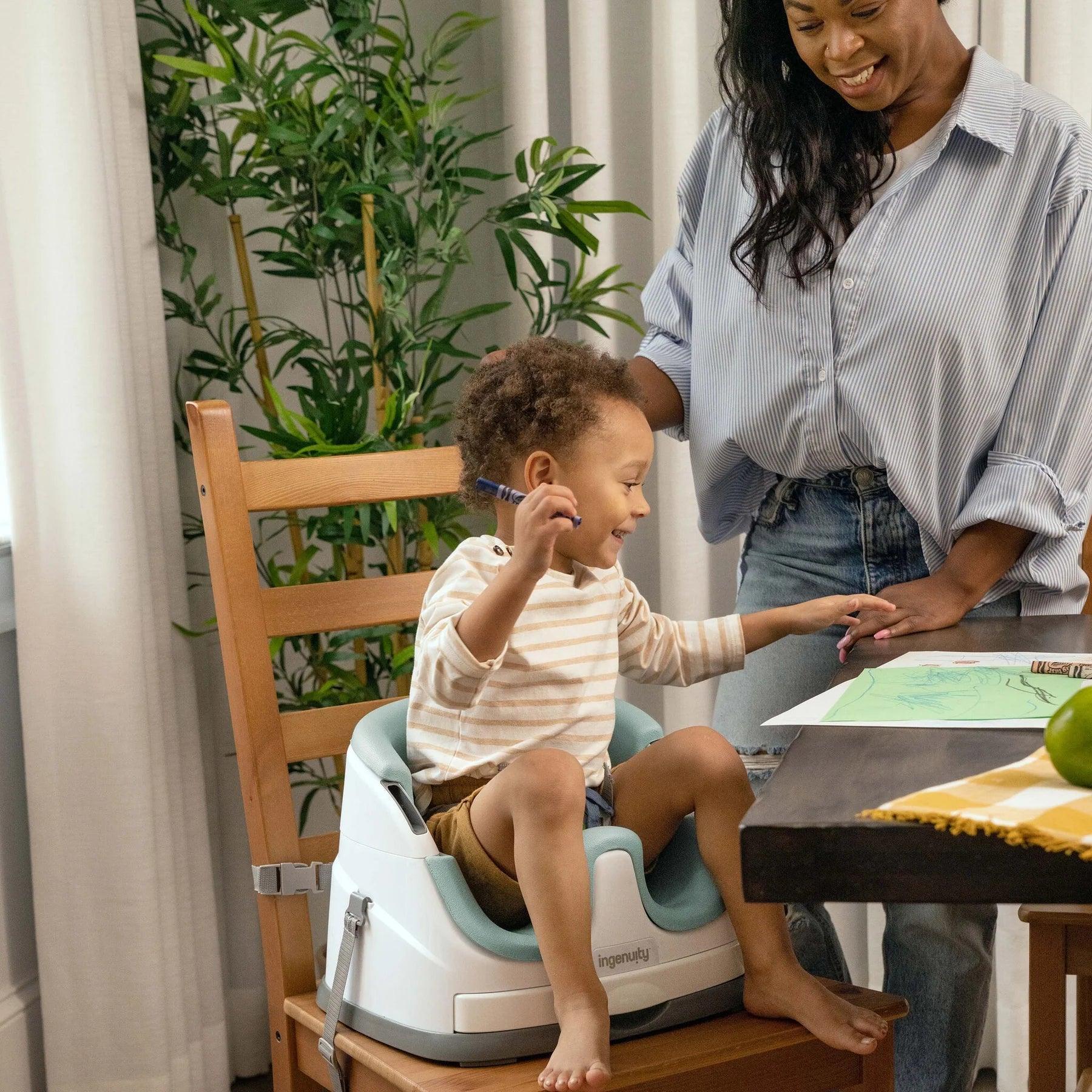 Bright Starts Baby Base 2-in-1 Booster Seat for Infants 6 Months+ | Convertible High Chair & Feeding Seat | Perfect for Dining, Travel & Outdoor Activities