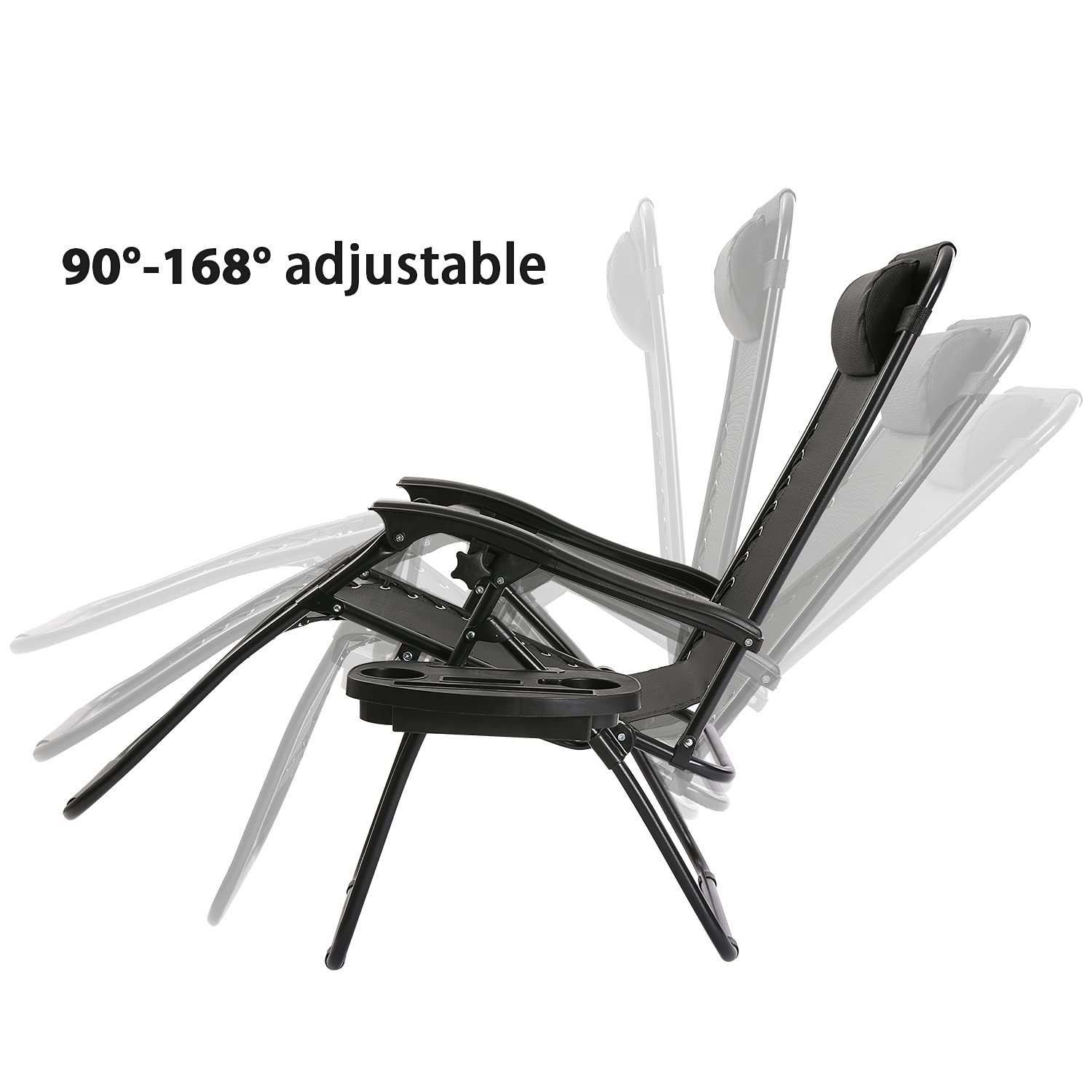 Zero Gravity Reclining Chairs Set of 2 - Adjustable Steel Mesh Lounge Chairs with Pillows & Cup Holders for Pool, Beach, Backyard, Camping - Perfect for Outdoor Relaxation, Sunbathing and Patio Lounging