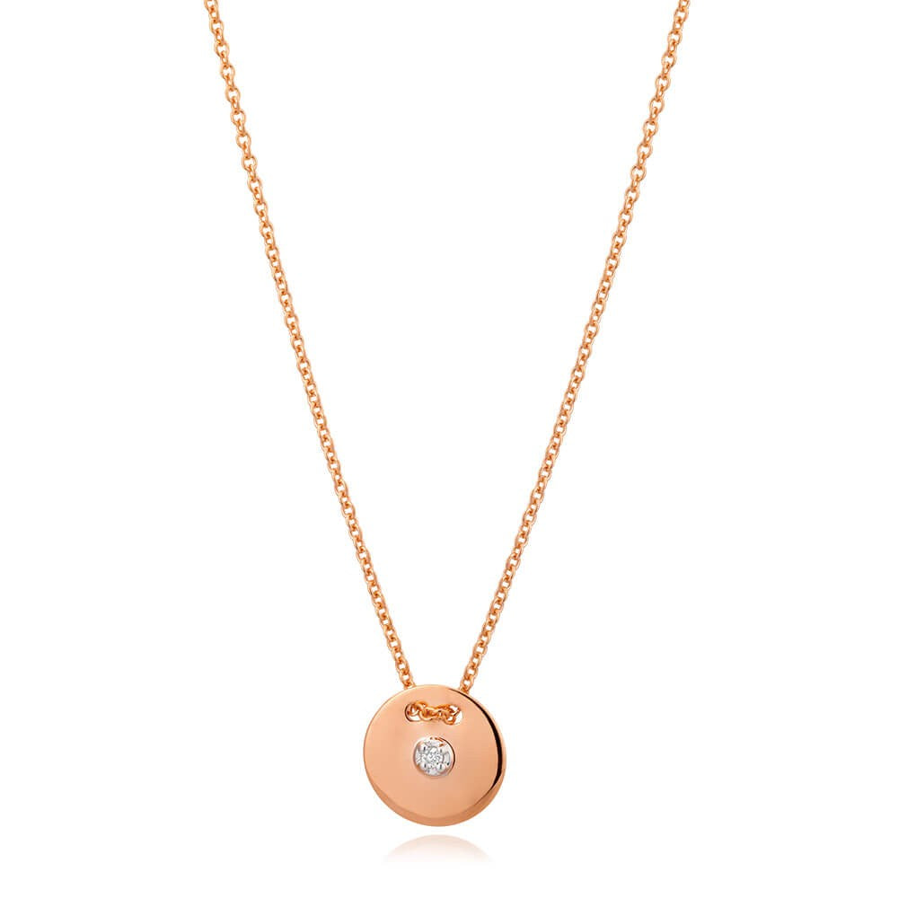 9ct Rose Gold Diamond Pendant Necklace - 14K Rose Gold Adjustable Chain (39-45cm) - Perfect for Valentine's Day, Anniversary & Special Occasion Gifts