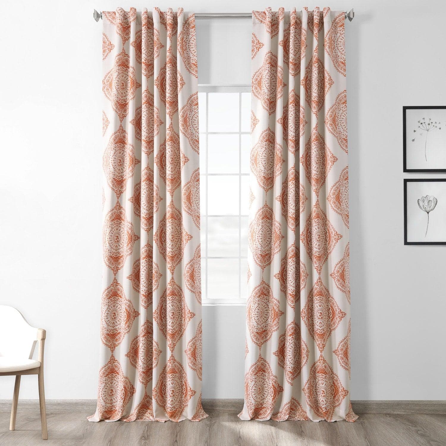 Premium Henna Emblem Blackout Curtains - 100% Room Darkening Window Drapes for Bedroom & Living Room | Noise Reducing & Thermal Insulated for Better Sleep & Privacy