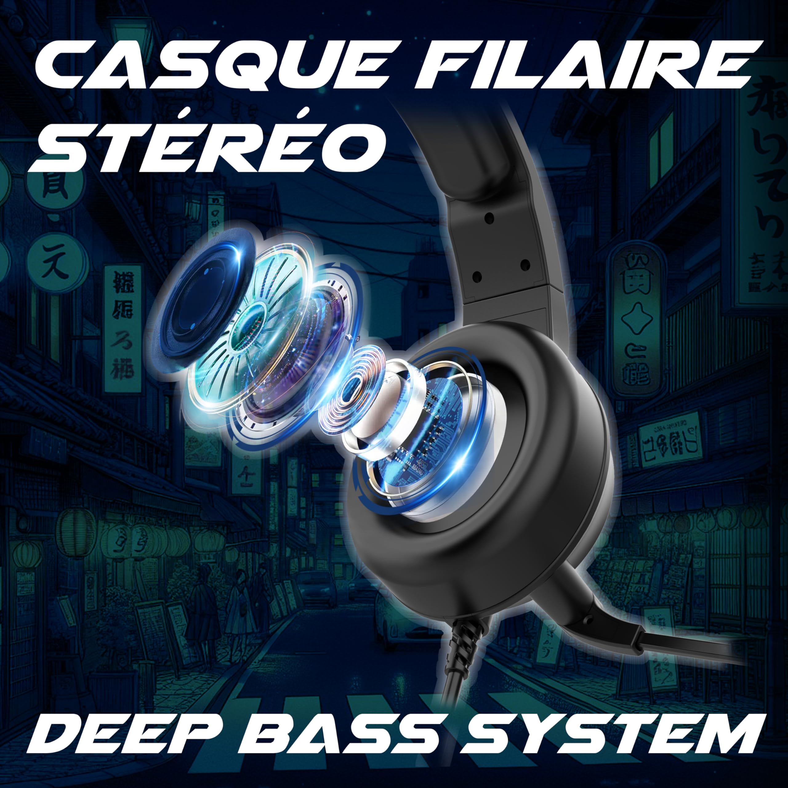 AKUMA Wired Gaming Headset SEINEN H02 - Stereo Sound, Ultra Lightweight, Deep Bass - 3.5mm Jack for PC PS5 PS4 Xbox One Mac Nintendo Switch Smartphone - Black - Perfect for Competitive Gaming & Long Streaming Sessions