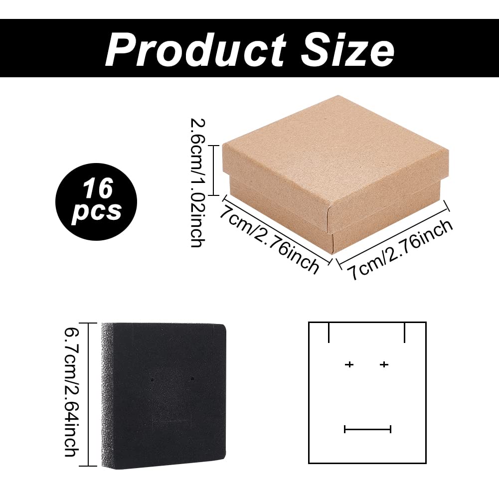 BENECREAT 16Pcs 2.75x2.75x1 Inch Square Kraft Jewelry Gift Boxes for Necklace, Earrings & Rings - Wedding, Party Favors, Bridesmaid Gifts & Retail Packaging