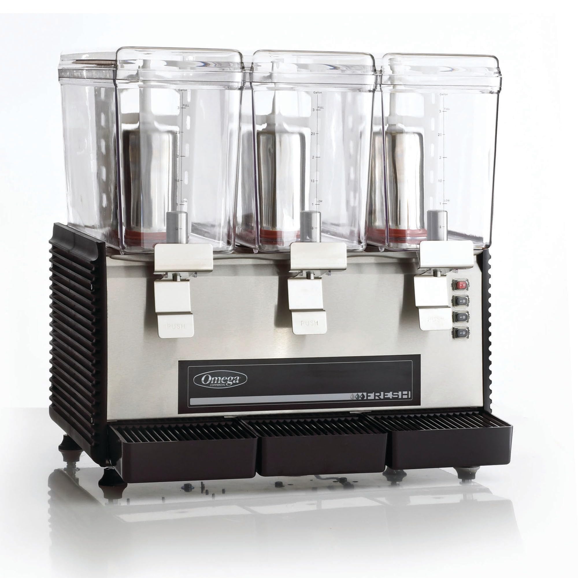 Omega OSD30 Commercial 1/2 HP Drink Dispenser with 3-Gallon Containers - Perfect for Restaurants, Cafes, and Catering Services
