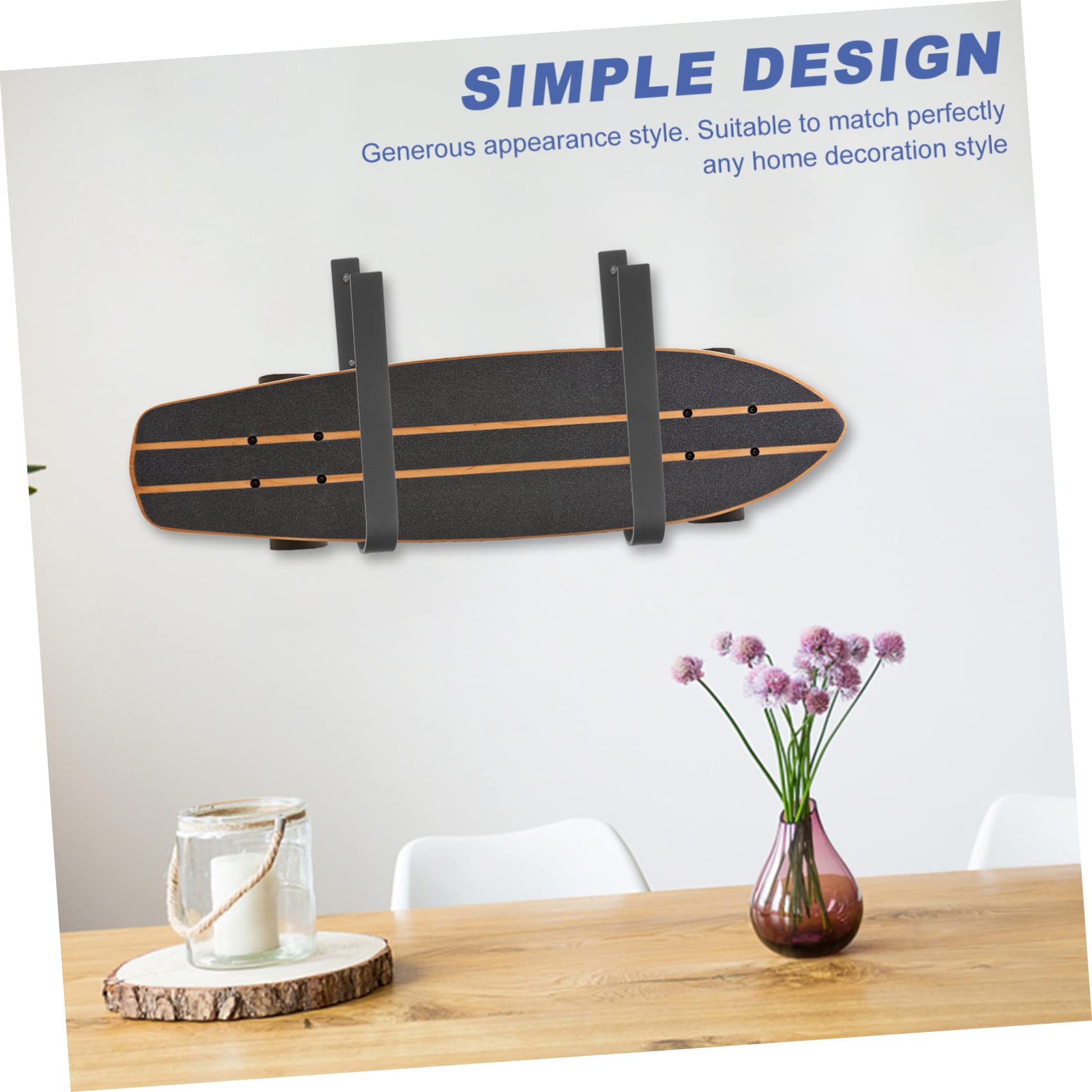 PRETYZOOM 2-Pack Heavy Duty Skateboard Wall Mount Hooks - Durable Metal Snowboard Storage Rack for Ski & Skateboard Organization - Space Saving Indoor Sports Gear Hanger for Garage, Bedroom & Playroom