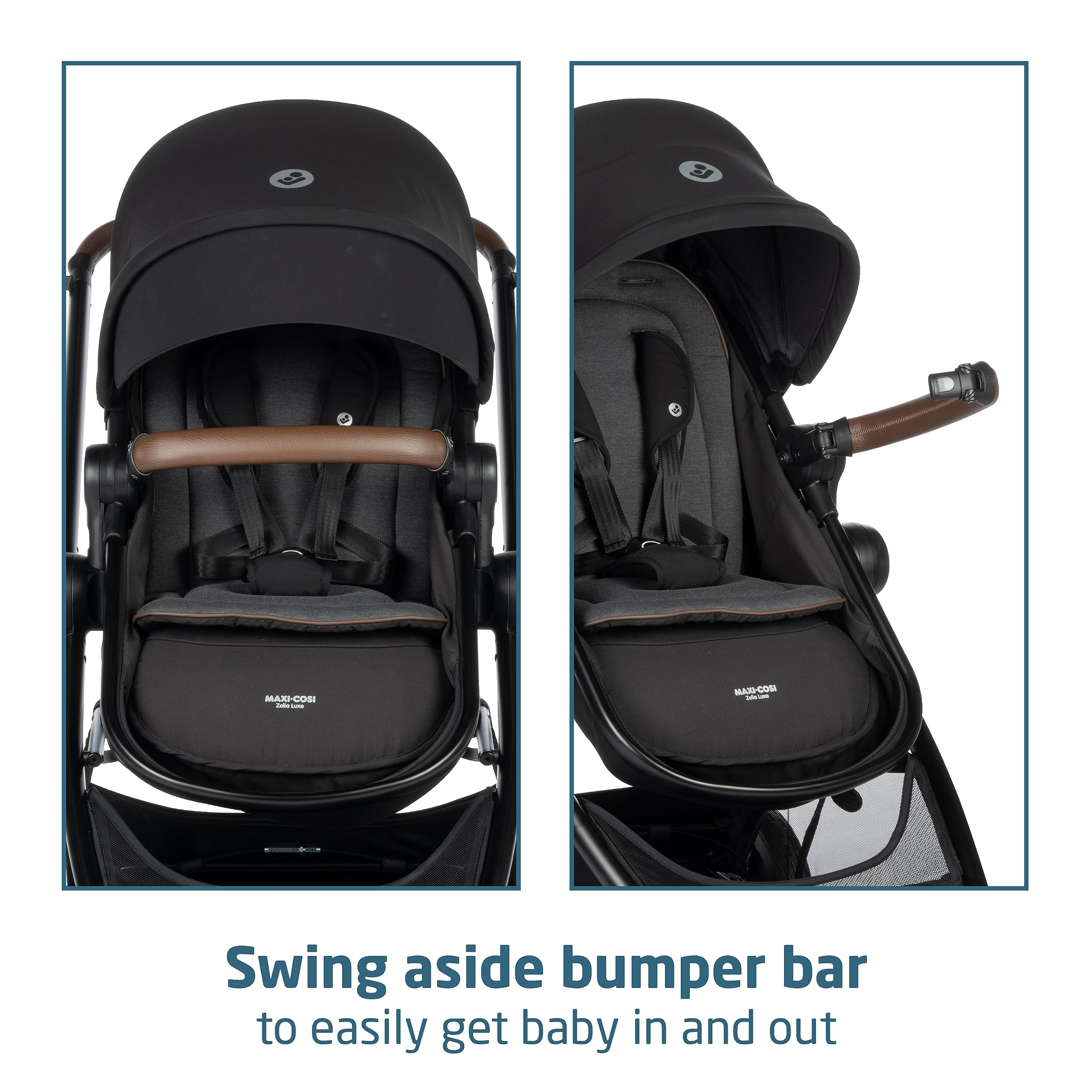 Zelia™ Luxe 5-in-1 Modular Baby Travel System - Convertible Car Seat & Stroller Combo in New Hope Black | Infant Car Seat & Stroller Set for Newborns to Toddlers | Perfect for Air Travel, Shopping & Daily Outings