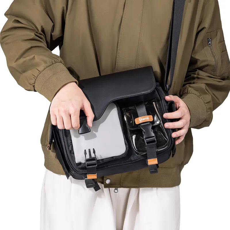 Ulanzi MS12 5.6L Messenger Bag for Men & Women - Durable Crossbody Shoulder Bag with Adjustable Strap, Black (B118) - Perfect for Travel, Work, School & Everyday Use