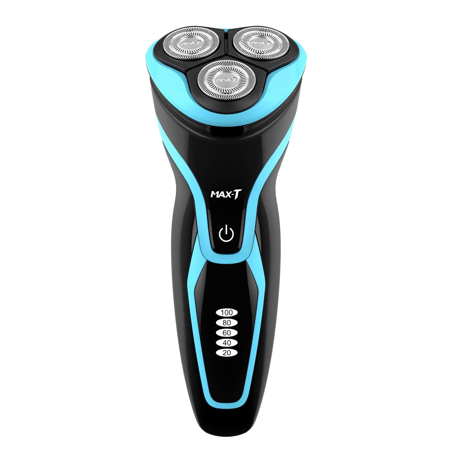 MAX-T Men's Electric Razor - Rechargeable Wet & Dry Rotary Shaver with 3D Floating Heads for Smooth Shaving | Waterproof Cordless Design | Perfect for Travel & Daily Use (Blue)