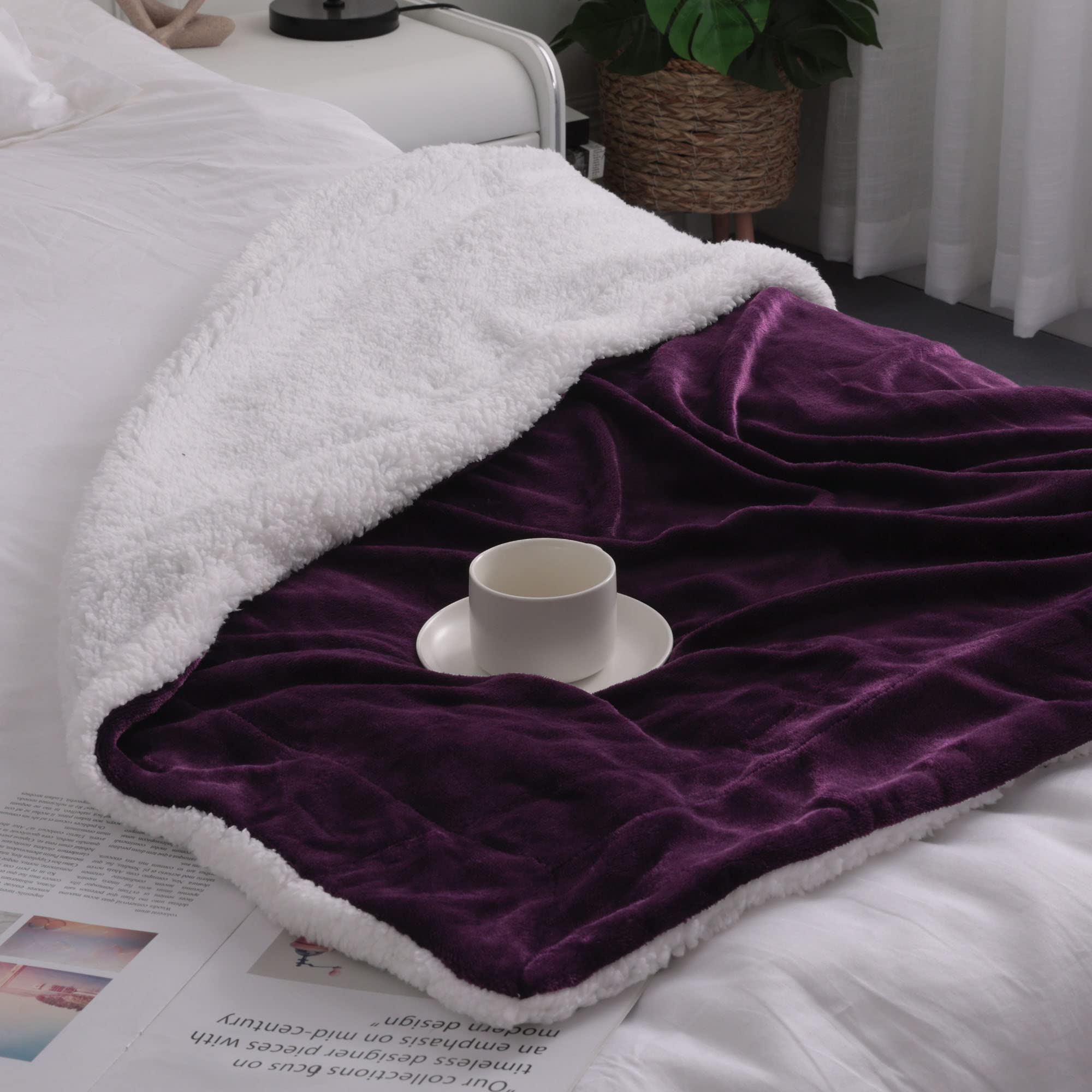 NANPIPER Baby Sherpa Blanket - Ultra Soft Fleece Toddler Throw Blanket for Newborn & Infant - Warm Winter Blanket 30x40 Inches (Purple) - Perfect for Nursery, Stroller, Car Seat & Cuddling