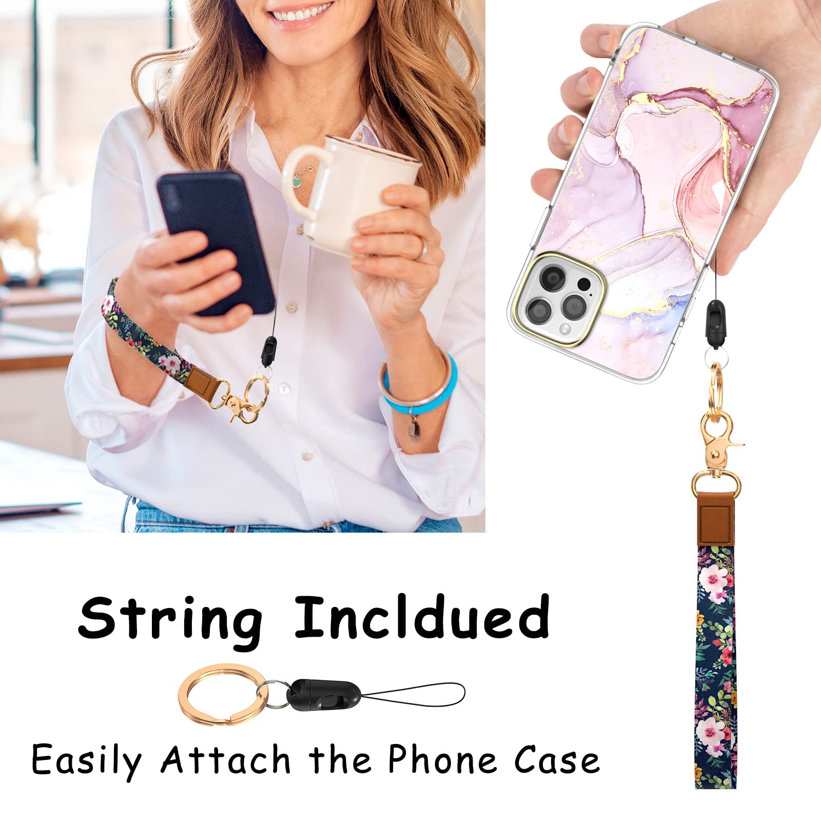 Cute Wrist Lanyard Keychain for Women & Men - Adjustable Wristlet Strap Holder for Car Keys, ID Badges, Cards, Wallet & Phone - Perfect for Work, Travel, Gym & Outdoor Activities