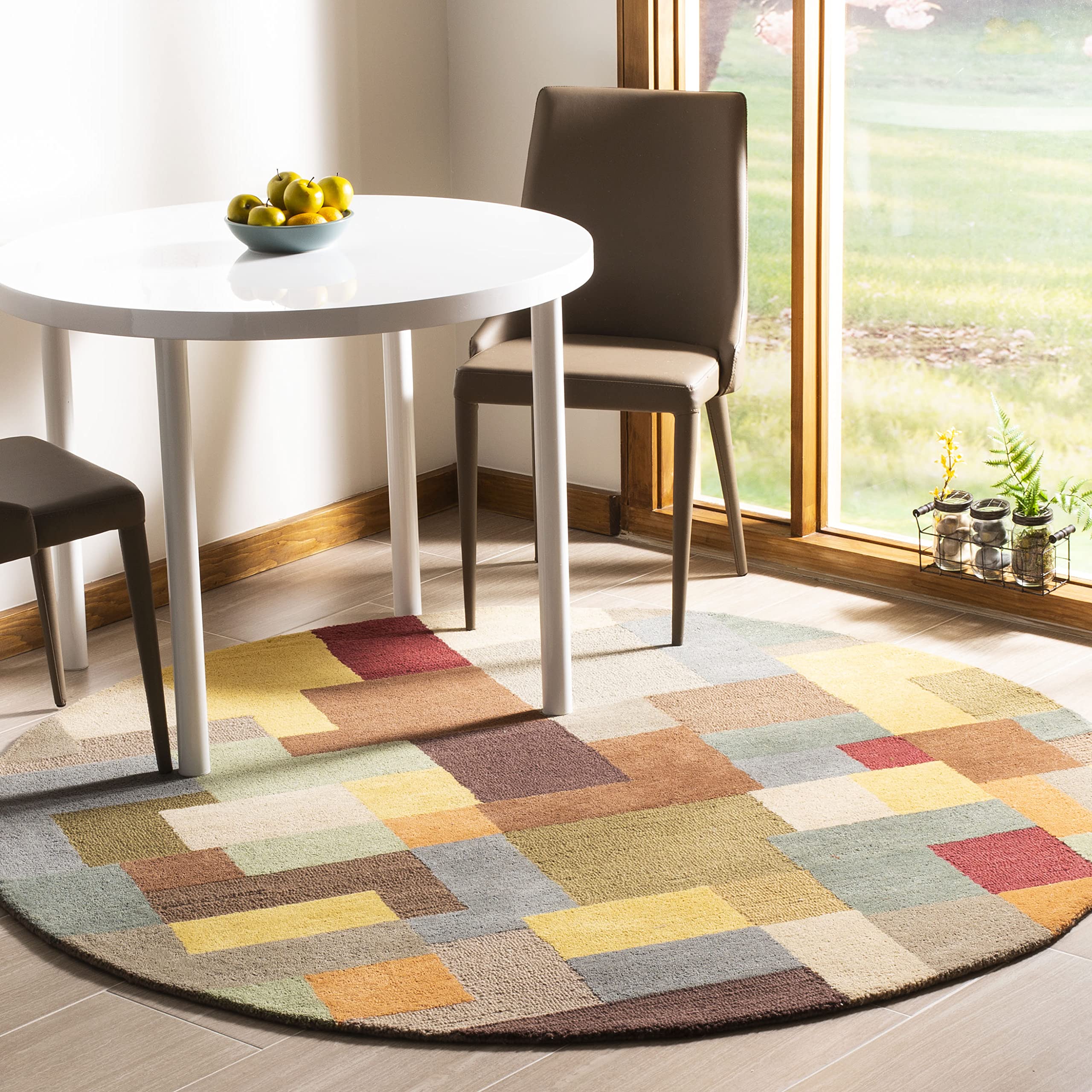 SAFAVIEH Soho Collection 6-Foot Round Modern Abstract Handmade Wool Area Rug - SOH923A | Premium Quality for Living Room, Bedroom & Office Decor