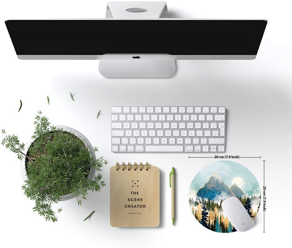 Round Abstract Mountain Design Mouse Pad - Non-Slip Rubber Base, Washable Cloth Surface Gaming Mousepad for Wireless Mouse | Perfect for Office, Home & Gaming Desks
