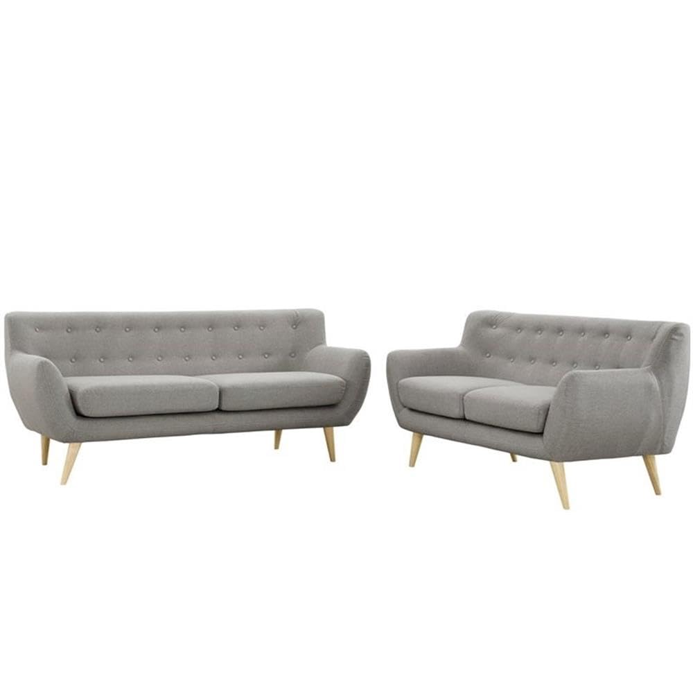 Allora 2-Piece Light Gray Living Room Set - Modern Sofa & Loveseat for Small Spaces, Apartments & Cozy Home Decor