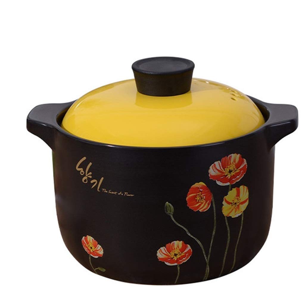 Black Heat-Resistant Ceramic Casserole Pot - Korean Style Stew Cookware for Soup, Stews & Healthy Cooking | Perfect for Stovetop, Oven & Serving Dishes