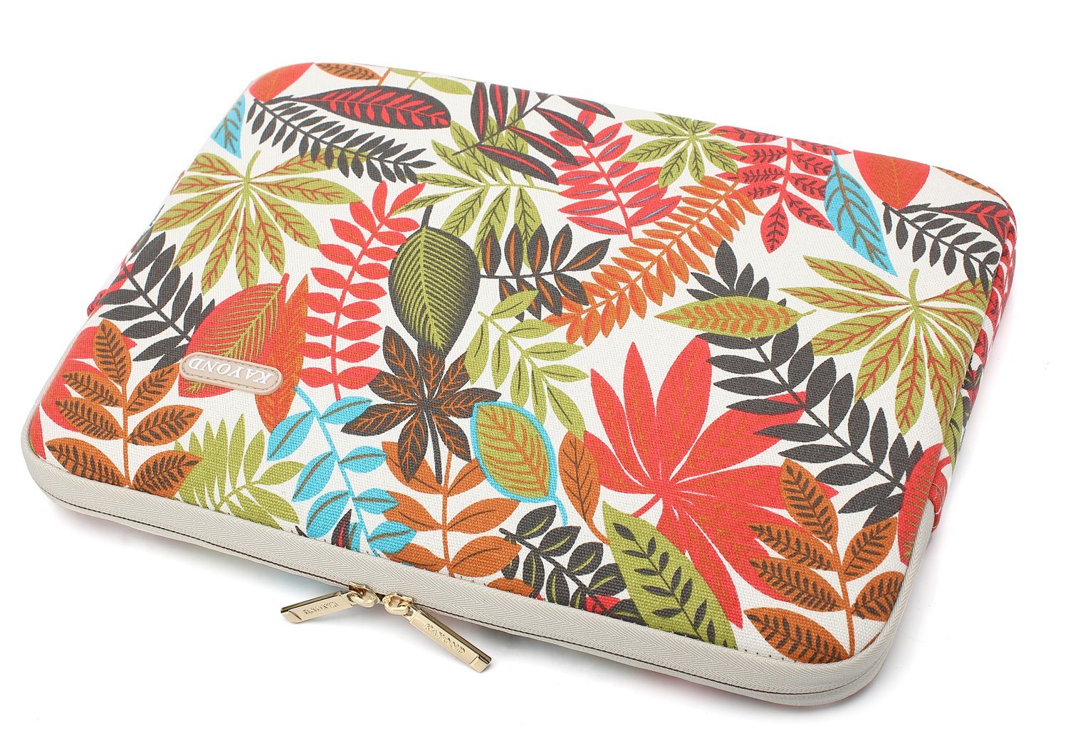 KAYOND Waterproof 15-15.6 Inch Laptop Sleeve - Forest Pattern Canvas Case with Front Pocket for MacBook Pro 15.4, Dell, HP (White) | Perfect for Office, School & Travel Protection