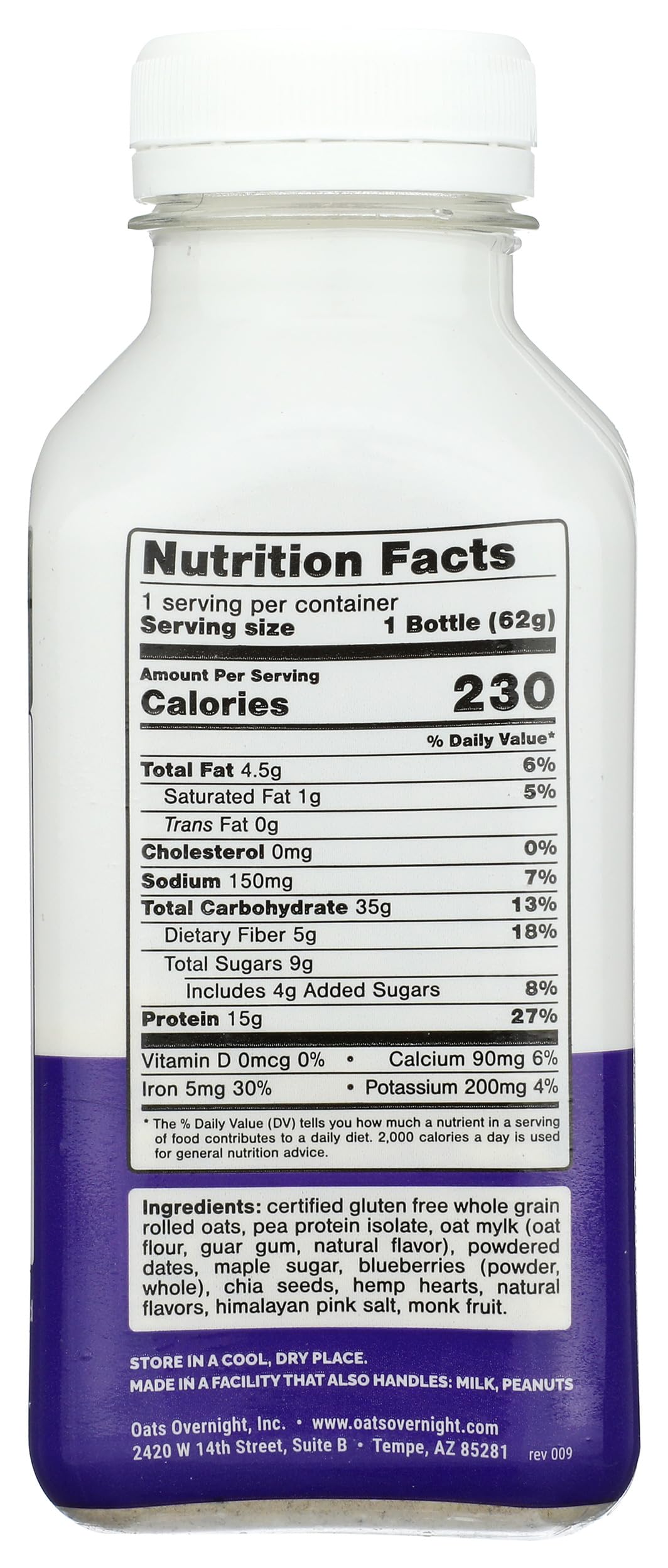 Oats Overnight Blueberry Muffin Overnight Oats Shake - 2.2 oz Pack | High Protein Breakfast Meal Replacement | Perfect for Busy Mornings, Gym Recovery & Healthy On-the-Go Snacks