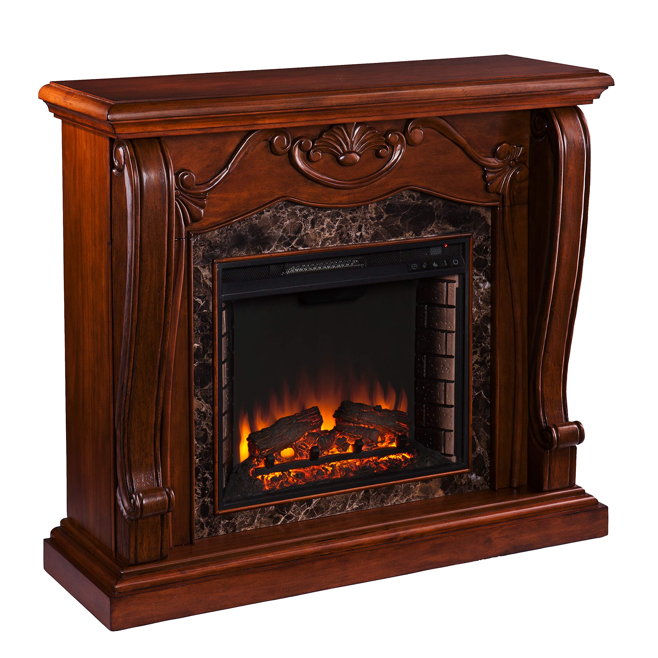 Cardona Electric Fireplace Heater with Realistic Flames - 1500W, Remote Control, Walnut Finish - Perfect for Living Room, Bedroom & Office Warmth