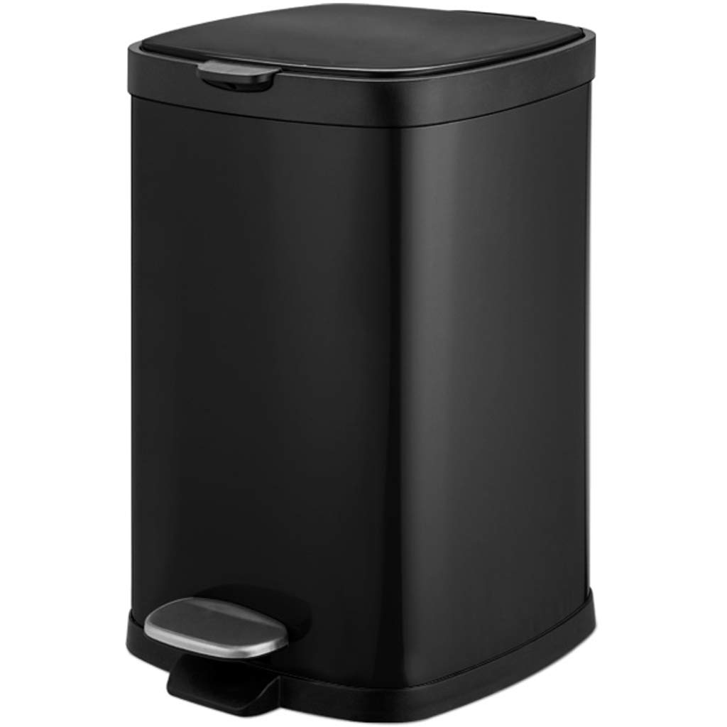 Stainless Steel Trash Can with Lid - 13 Gallon Kitchen & Bedroom Waste Bin, Odor-Proof Garbage Container for Home, Office, Bathroom & Outdoor Use - SimpleHuman Style Modern Design