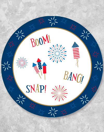 Boom Snap Bang Dinner Plates - Set of 24, Durable Melamine Plates for Parties, Picnics & Everyday Use - Shatterproof & Stylish Tableware for Family Gatherings & Outdoor Dining