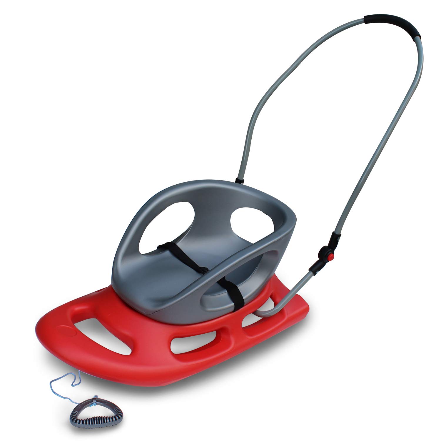 Flexible Flyer Portable Snow Stroller Baby Sled for Toddlers - Lightweight Infant Winter Sleigh with Safety Belt, Red (33