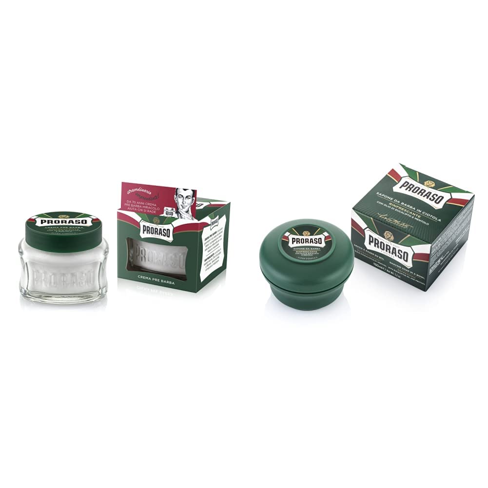Proraso Shaving Soap for Men - Classic Barber Shaving Cream with Eucalyptus & Menthol - Smooth, Close Shave - Perfect for Wet Shaving & Beard Care Routine