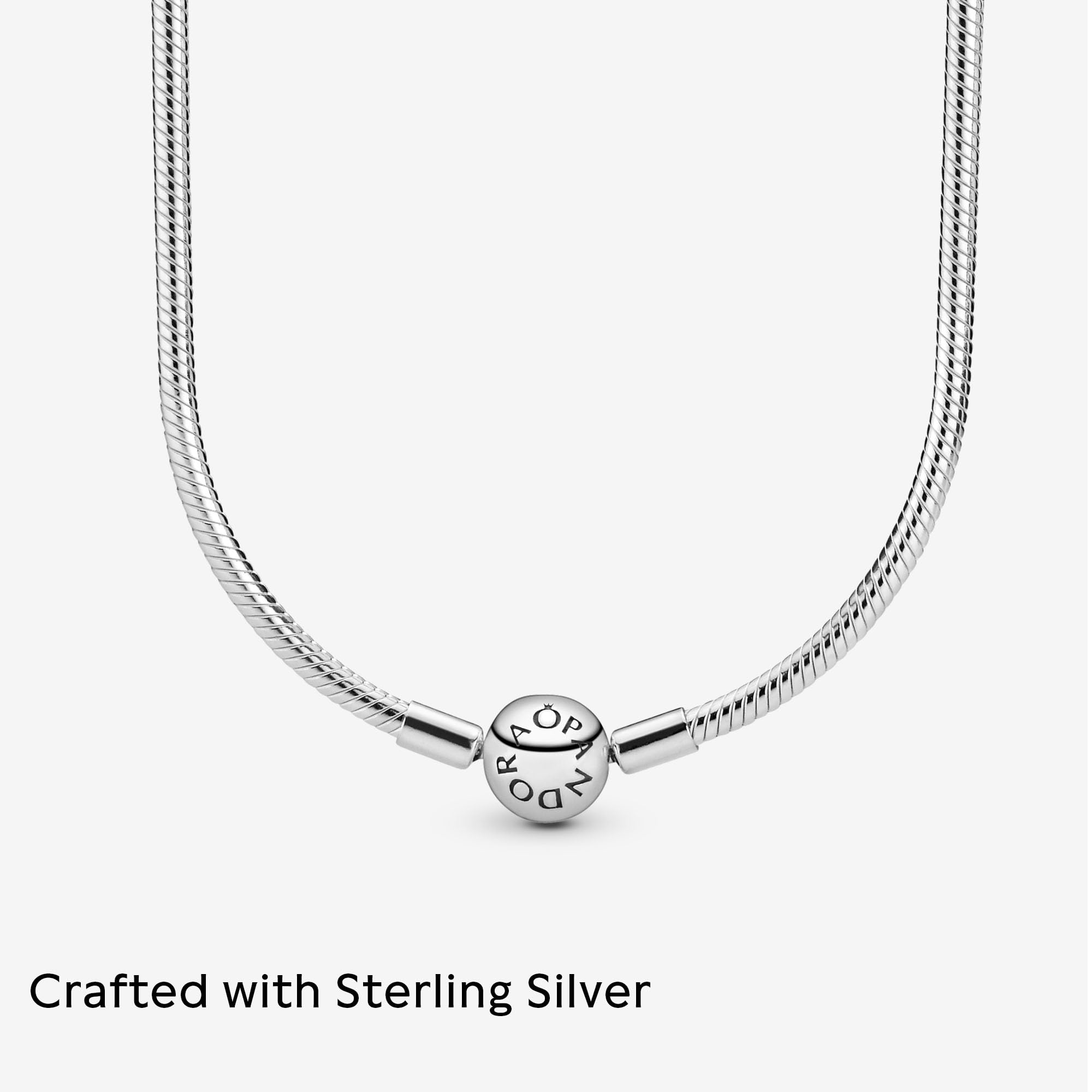 PANDORA Classic Snake Chain Charm Necklace for Women - Sterling Silver with Embossed Ball Clasp - Elegant Gift Box Included - Perfect for Birthday, Anniversary & Valentine's Day Gifts