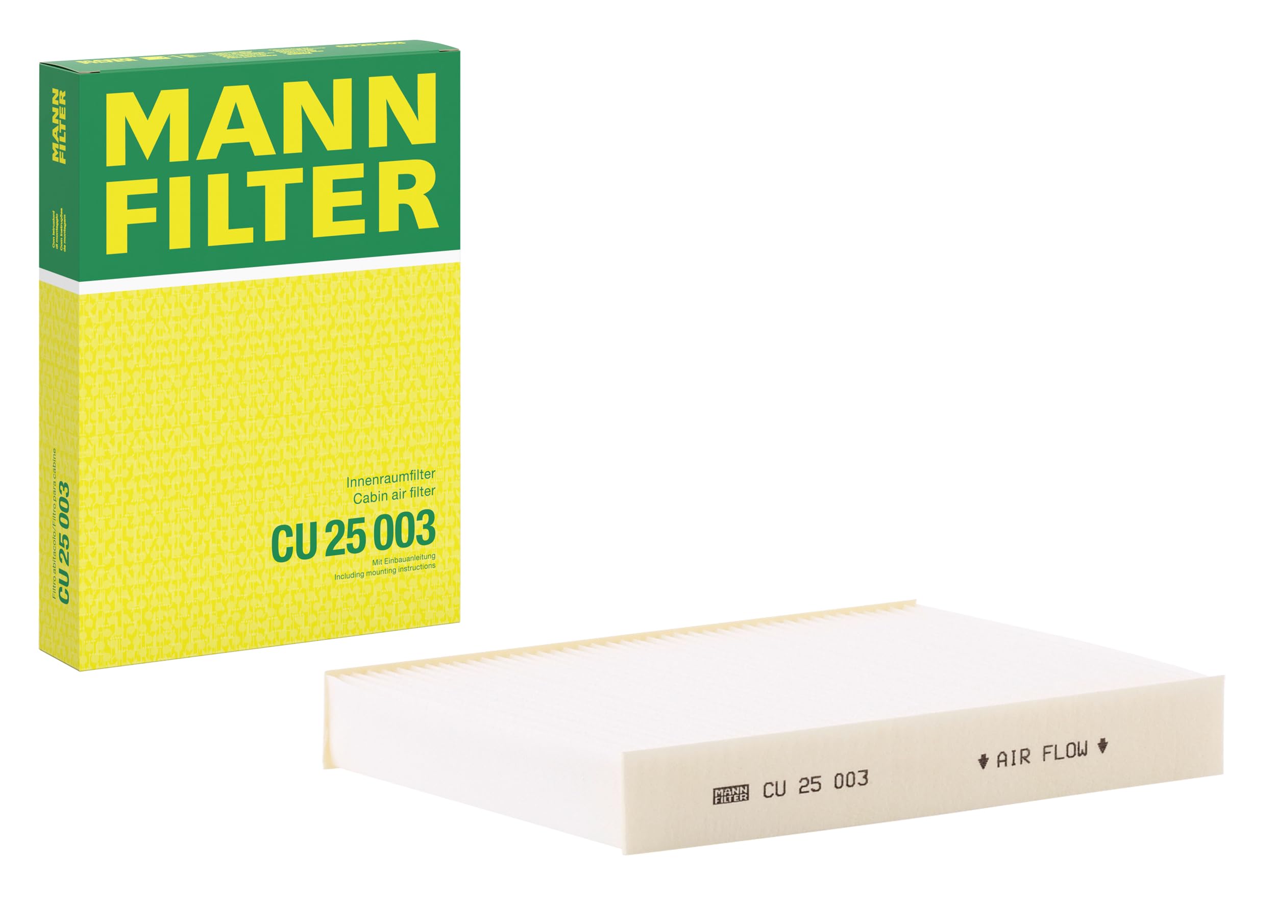 CU 25 003 Premium Cabin Air Filter - Replacement for Cars | Improves Air Quality & Reduces Allergens | Perfect for Sedans, SUVs & Trucks