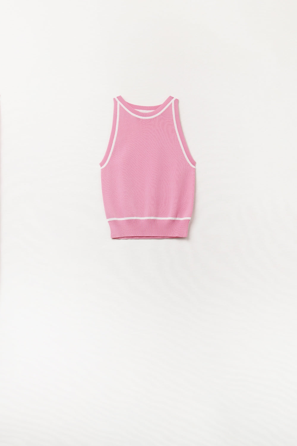 Women's Sleeveless Pink Pullover with White Striped Detailing - Perfect for Summer Outfits & Casual Wear