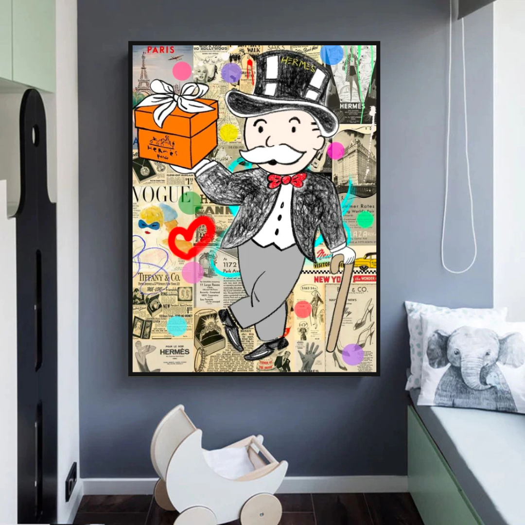Alec Monopoly Money Gift Prints - Unique Canvas Wall Art for Home & Office Decor | Perfect for Gifts, Living Room, Bedroom & Office Spaces