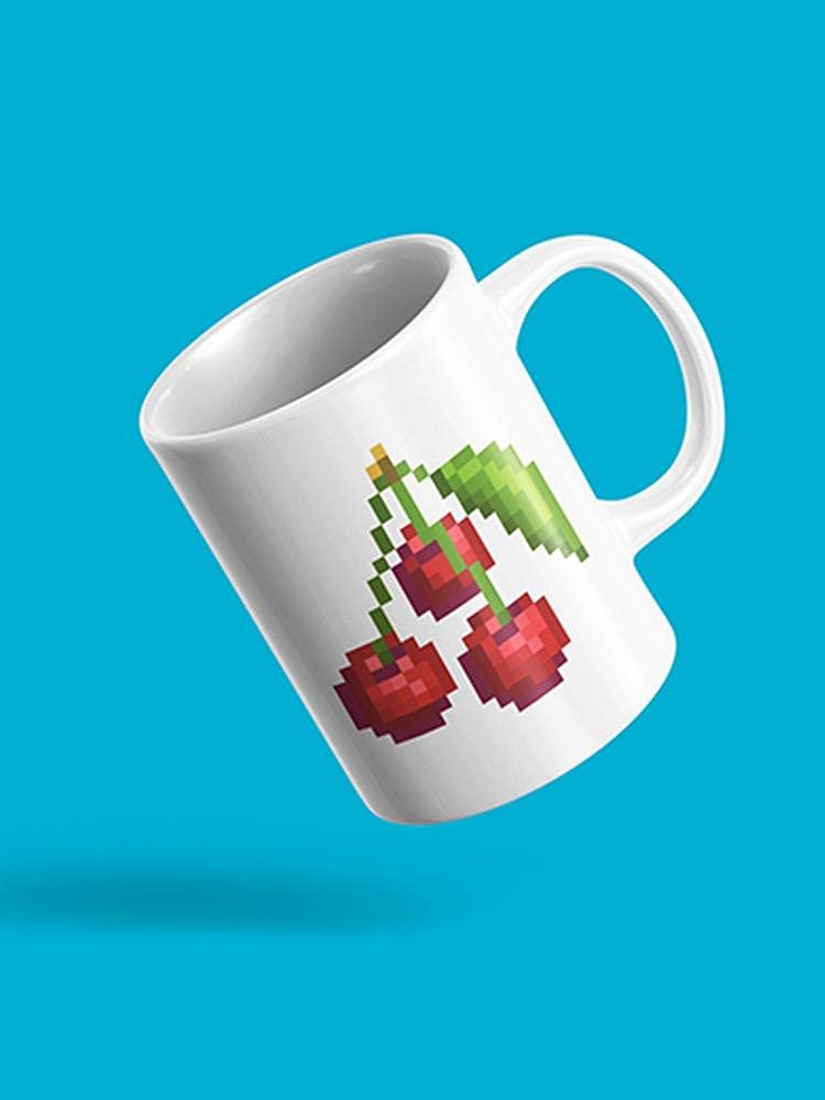 8 Bit Style Smartprints Cherries With Leaf Design Ceramic Coffee Mug - Unisex Gift for Gamers & Retro Lovers - Perfect for Home, Office & Gaming Setups