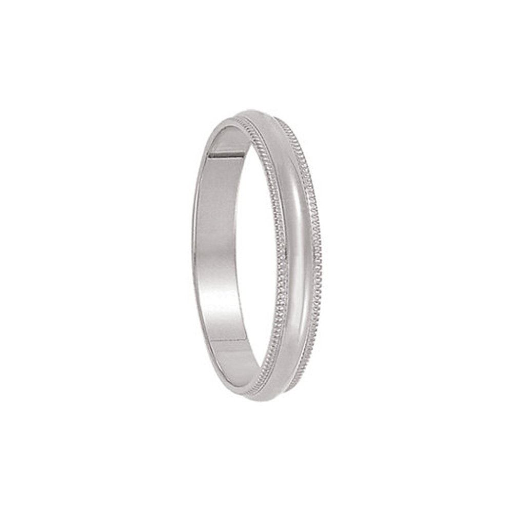 The Black Bow 3mm Milgrain Edge Domed Light Band in 14k White Gold - Elegant Wedding Ring for Women