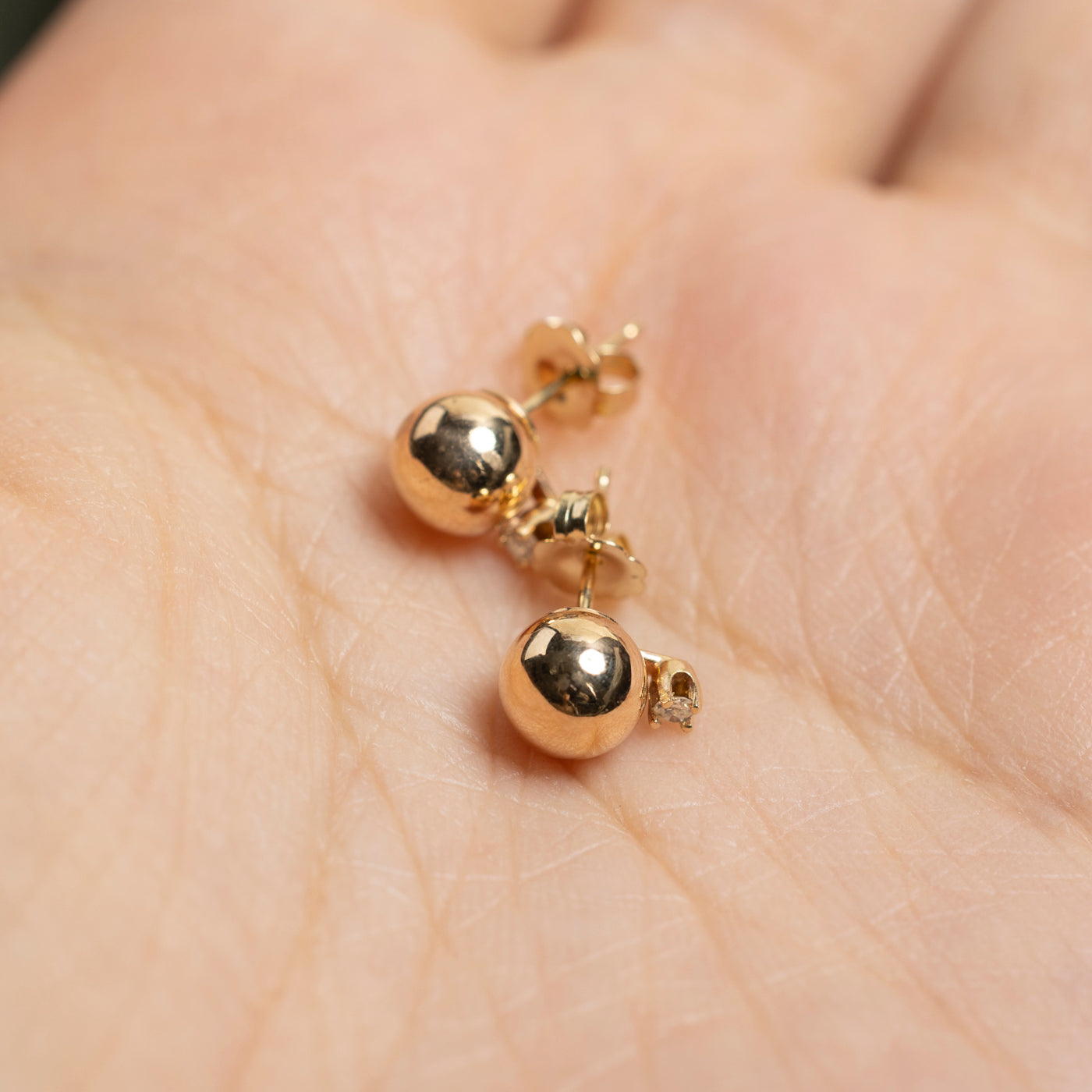 14K Gold Sphere & Diamond Stud Earrings | 0.04ctw Diamond Earrings for Women | Elegant Jewelry Gift for Wedding, Anniversary & Everyday Wear
