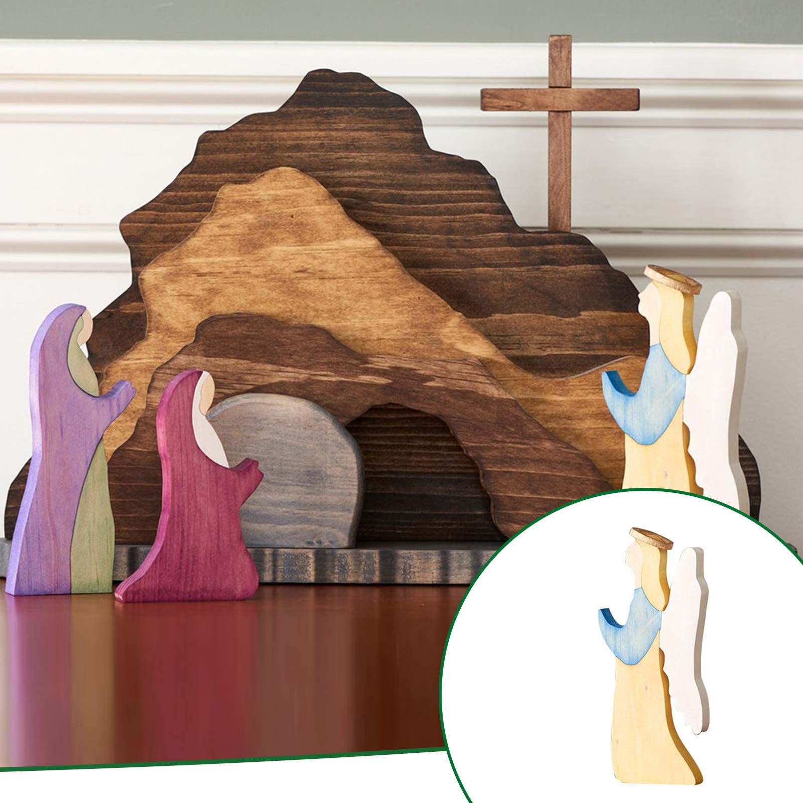Easter Resurrection Scene Set - Handmade Wooden Nativity Sculptures, 3D Jesus Christ Figurines for Home & Office Decor - Religious Keepsakes & Spring Festival Decorations - Perfect for Easter Celebrations, Church Displays & Christian Gift Giving