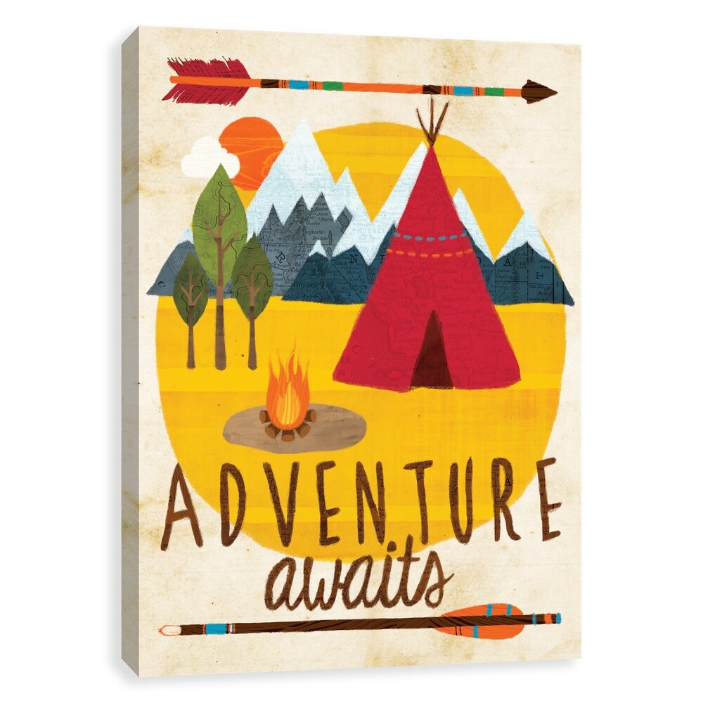 Adventure Awaits Wall Art - 14x18 Inch Framed Canvas Print with 1.25