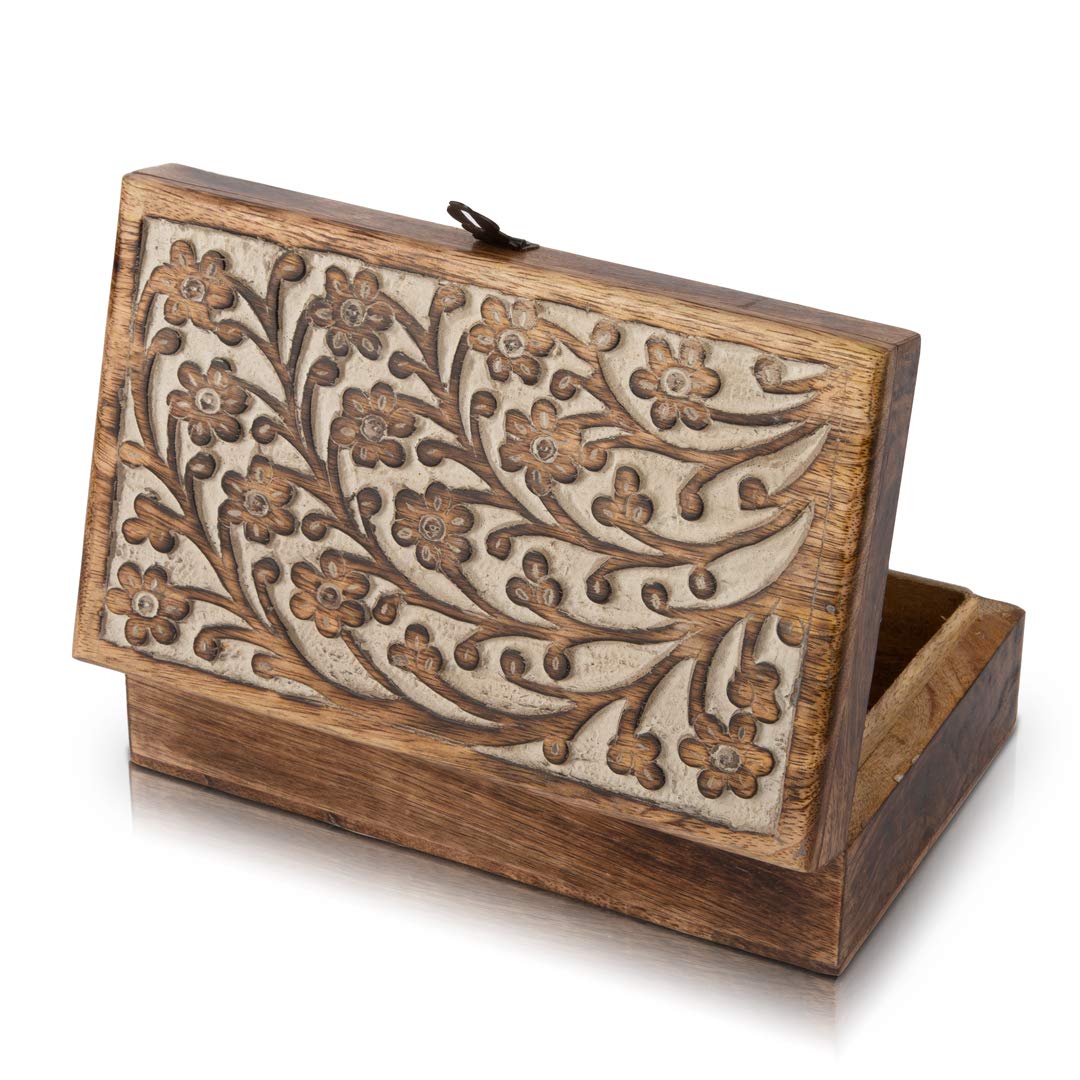 Handmade Decorative Wooden Jewelry Box with Lock & Key - Jewelry Organizer, Keepsake Box, Watch Storage - Perfect Birthday, Housewarming Gift for Women - Great for Travel, Home Decor & Special Occasions