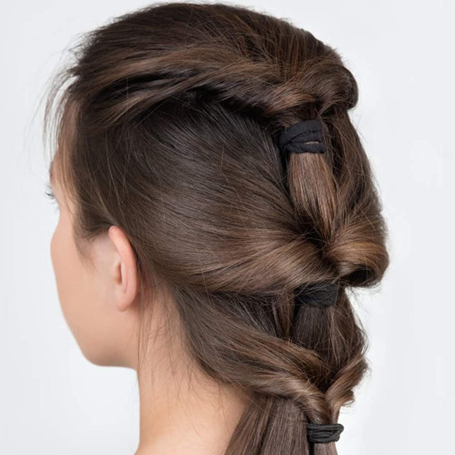 100 Pcs Seamless Thick Hair Ties - No Damage Ponytail Holders & Hair Bands for Thick Hair (Dark Color) | Perfect for Workouts, Yoga, Office & Daily Use
