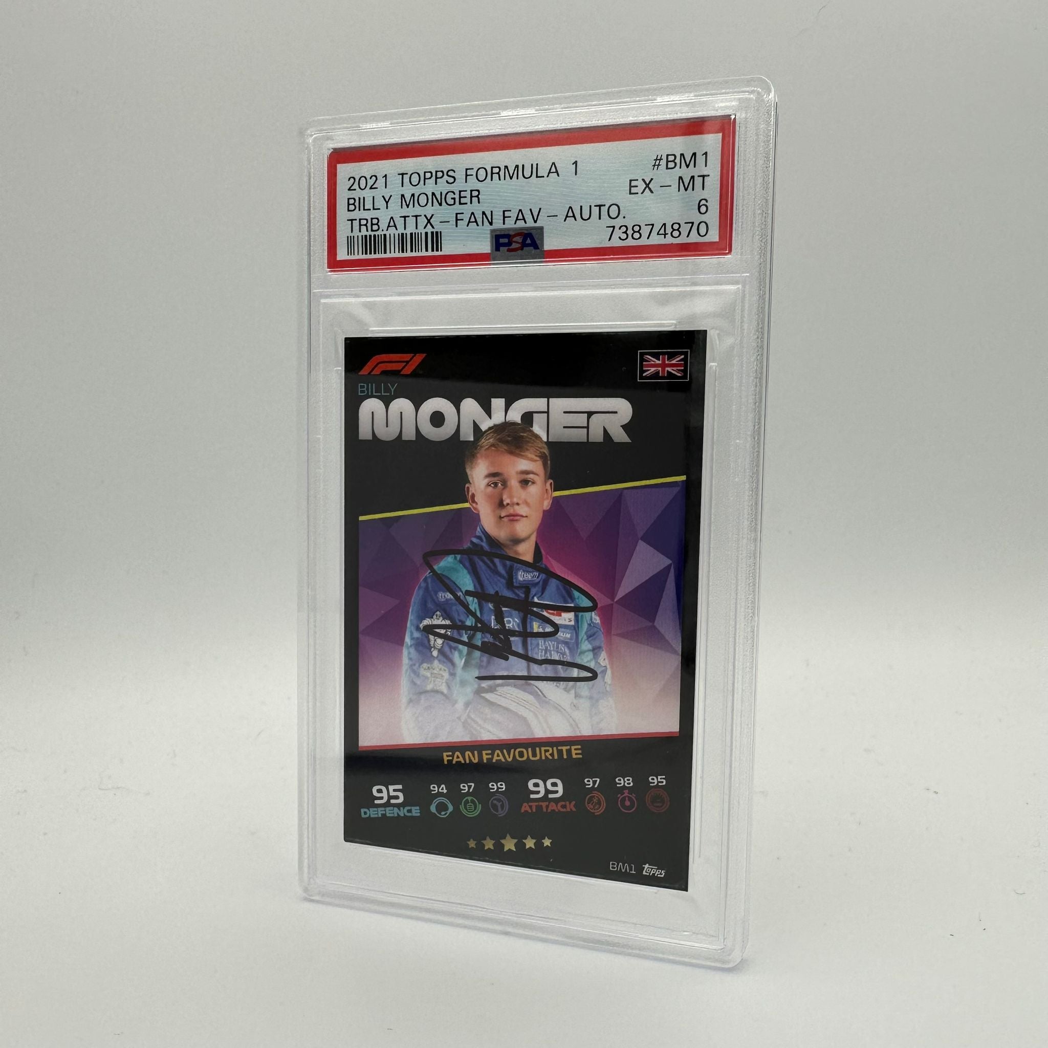 PSA 6 Graded Billy Monger #BM1 Autograph Card - EX MT Condition - Fan Favorite Collectible for Racing Memorabilia & Sports Card Collections