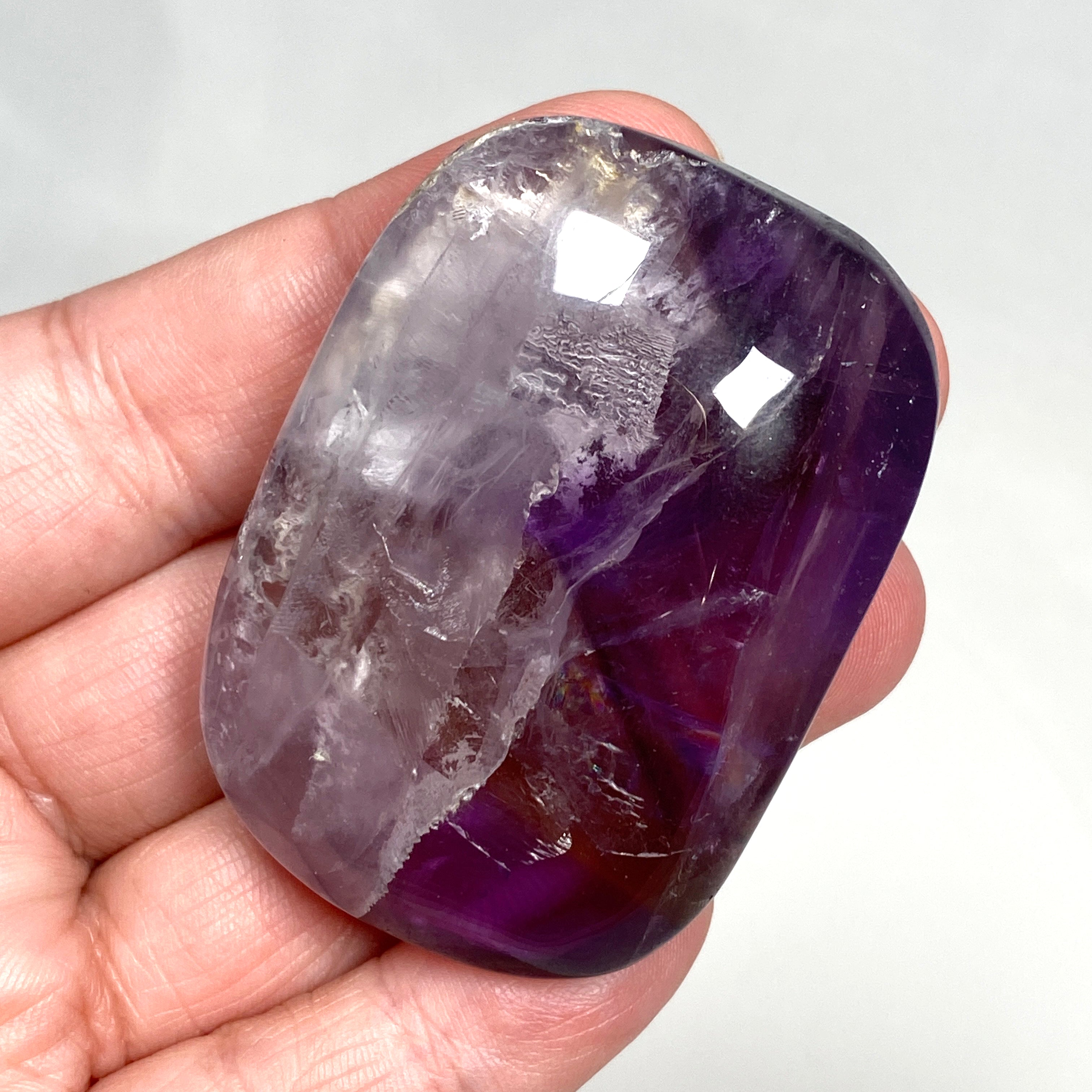 Natural Ametrine Palm Stone - Healing Crystal for Stress Relief & Meditation - Perfect for Reiki, Yoga & Spiritual Practices