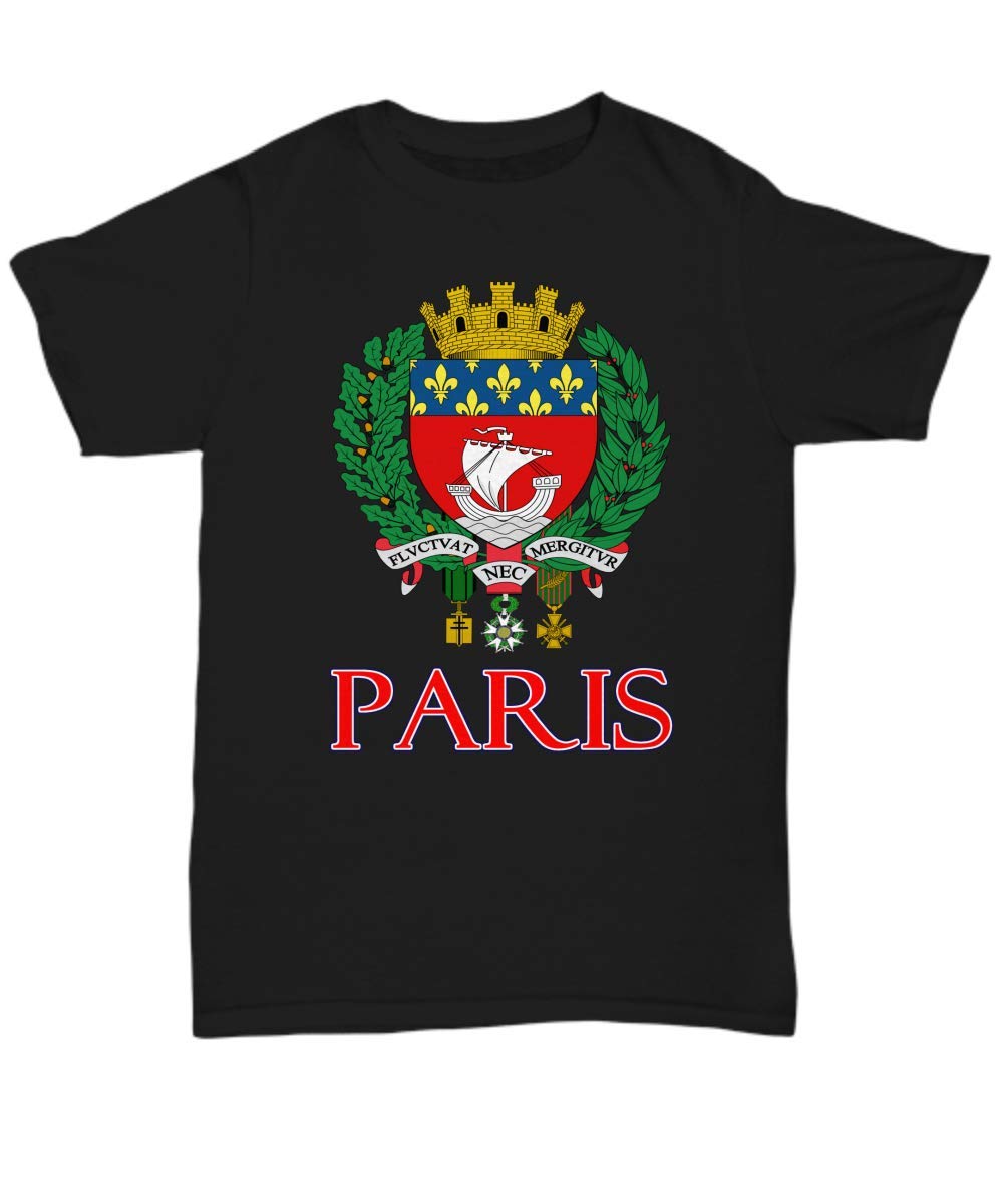 Paris France Coat of Arms Unisex T-Shirt - Vintage French City Emblem Graphic Tee for Men & Women - Perfect for Travel Lovers & Francophiles