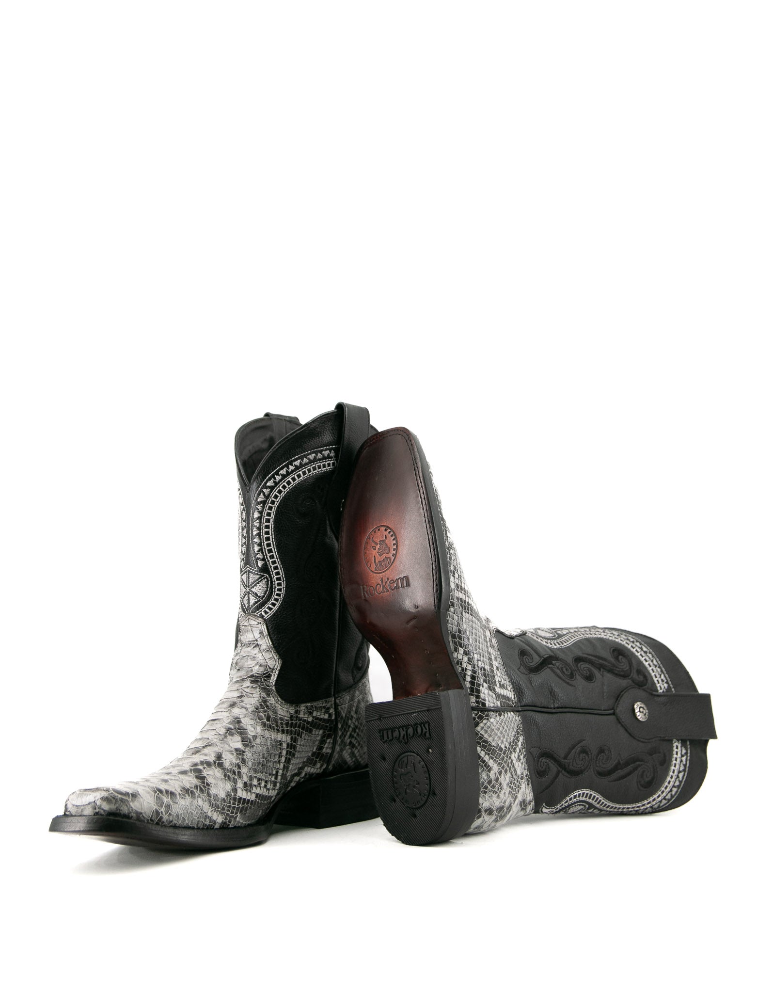 Authentic Python Skin Rodeo Toe Cowboy Boots for Men - Western Style Riding & Country Fashion - Perfect for Rodeo, Line Dancing, and Outdoor Events