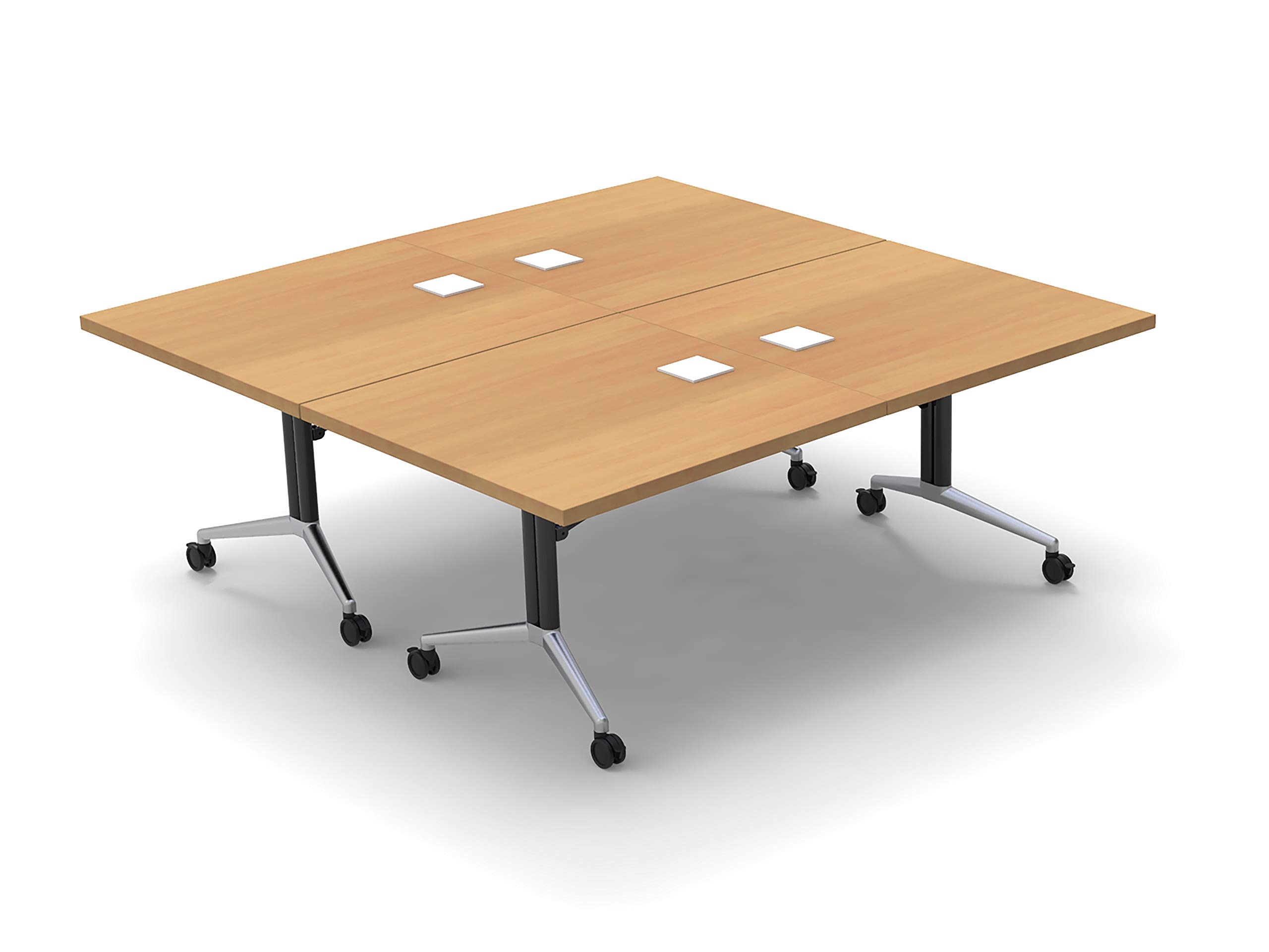 12-Person Conference Table - Foldable Beech Top with Chrome Base for Meetings & Seminars