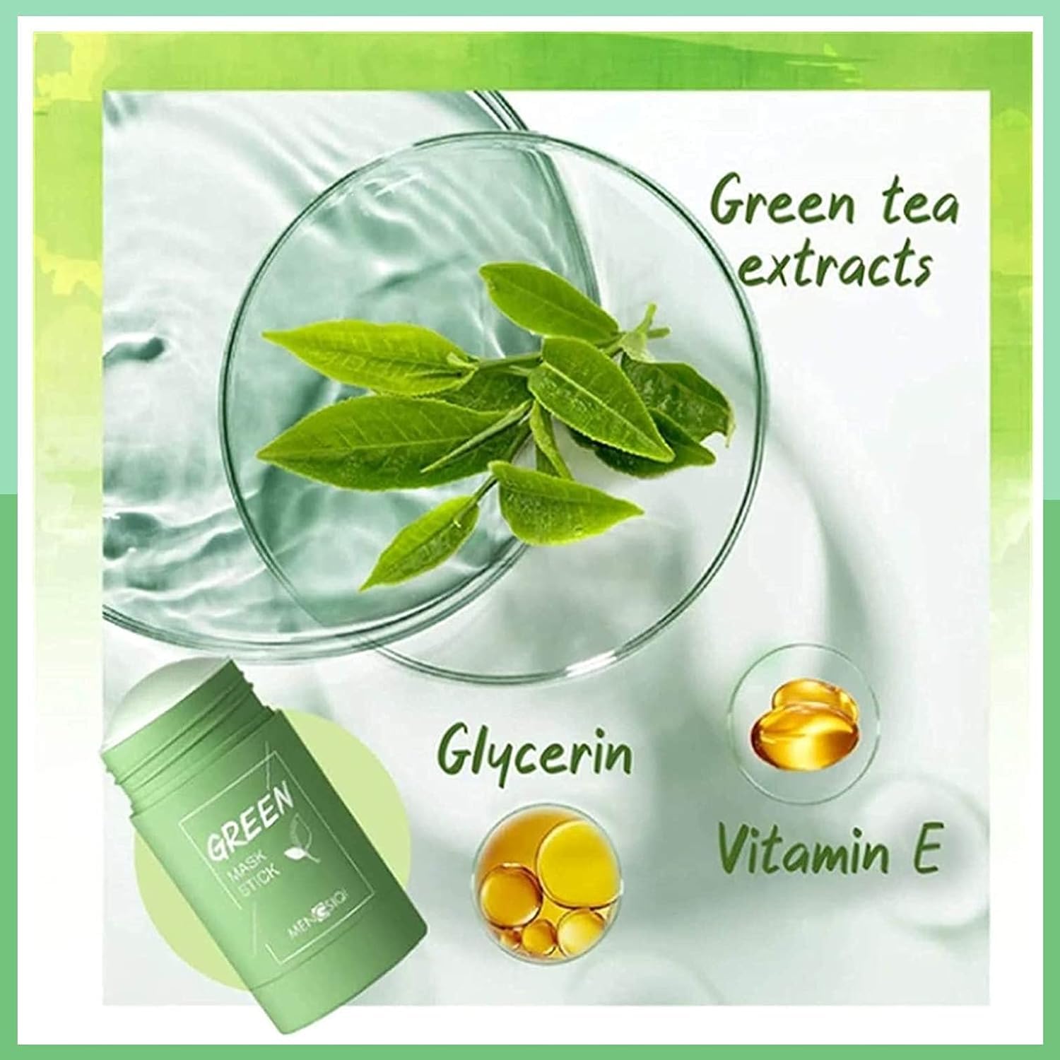 BSBDA Green Tea Cleansing Mask Stick - Deep Pore Cleanse for Blackheads & Whiteheads | Oil Control & Anti-Acne Treatment | Face Mask Stick for Men & Women | Perfect for Travel & Daily Skincare Routine