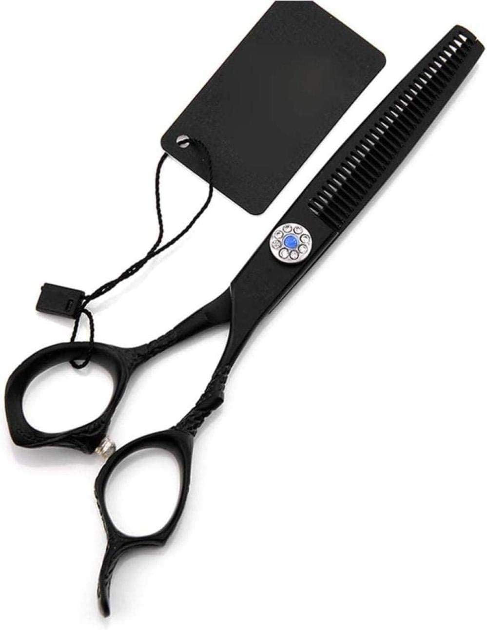 6.0 Inch Black Paint Dragon Hairdressing Scissors - Professional Steel Scissors Set with 62HRC Hardness (5.5 Inch Flat Cut & 6 Inch Teeth) for Salon, Barber, Styling & Home Hair Cutting
